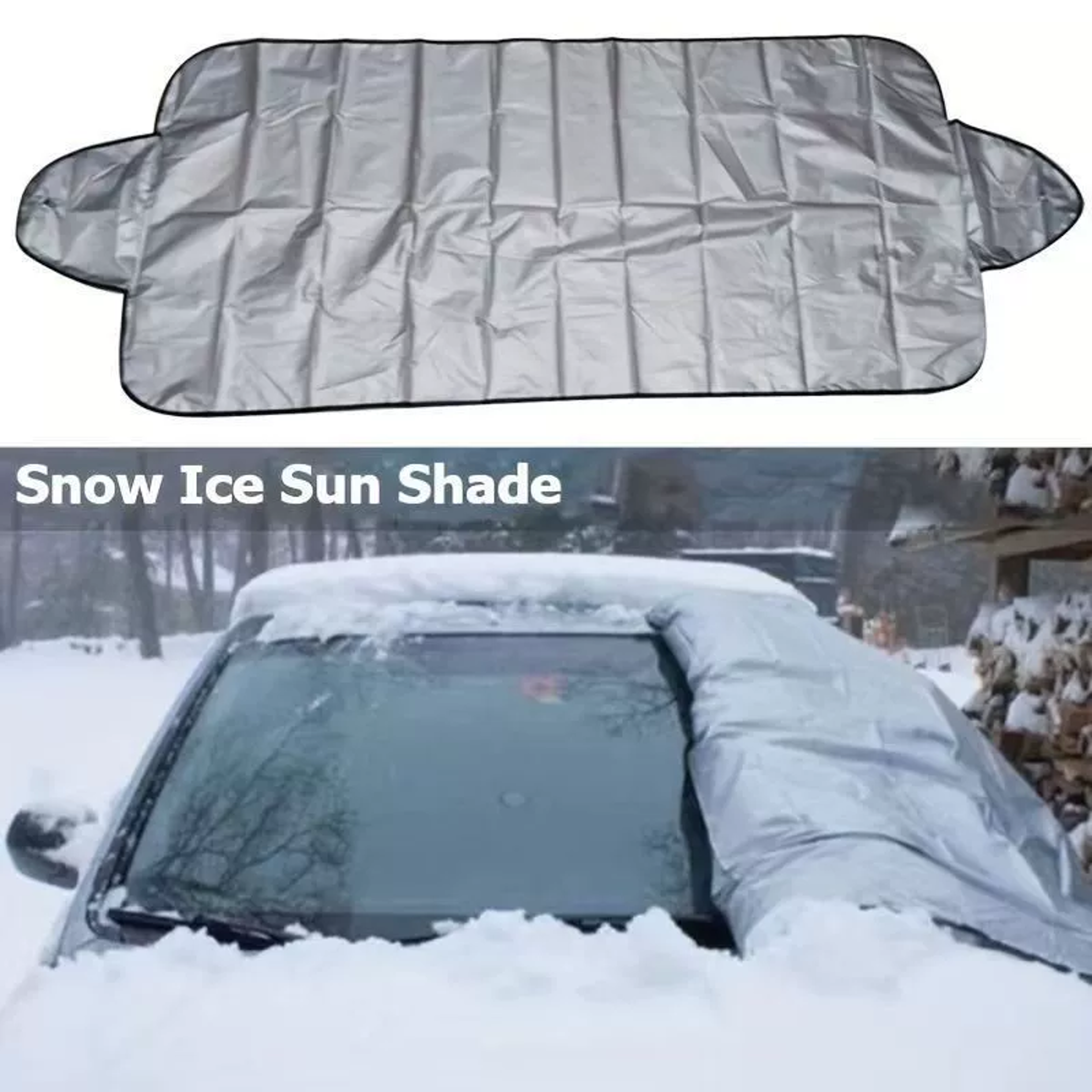 frost ice rain & sun protector, universal car windshield snow cover for most cars & suvs, auto windscreen shield