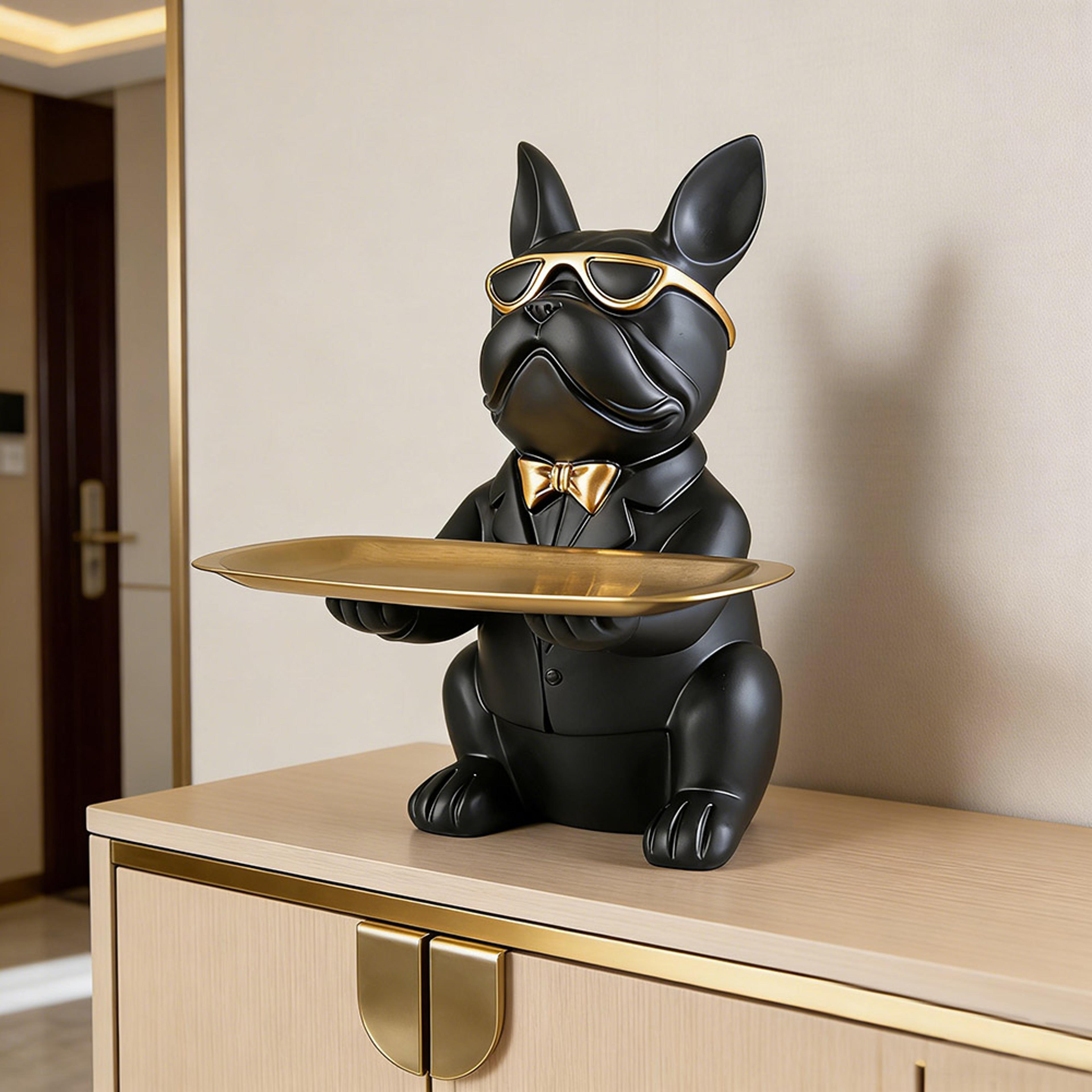 creative bulldog tray animal statue, home decor gift, living room bedroom storage creative ornament