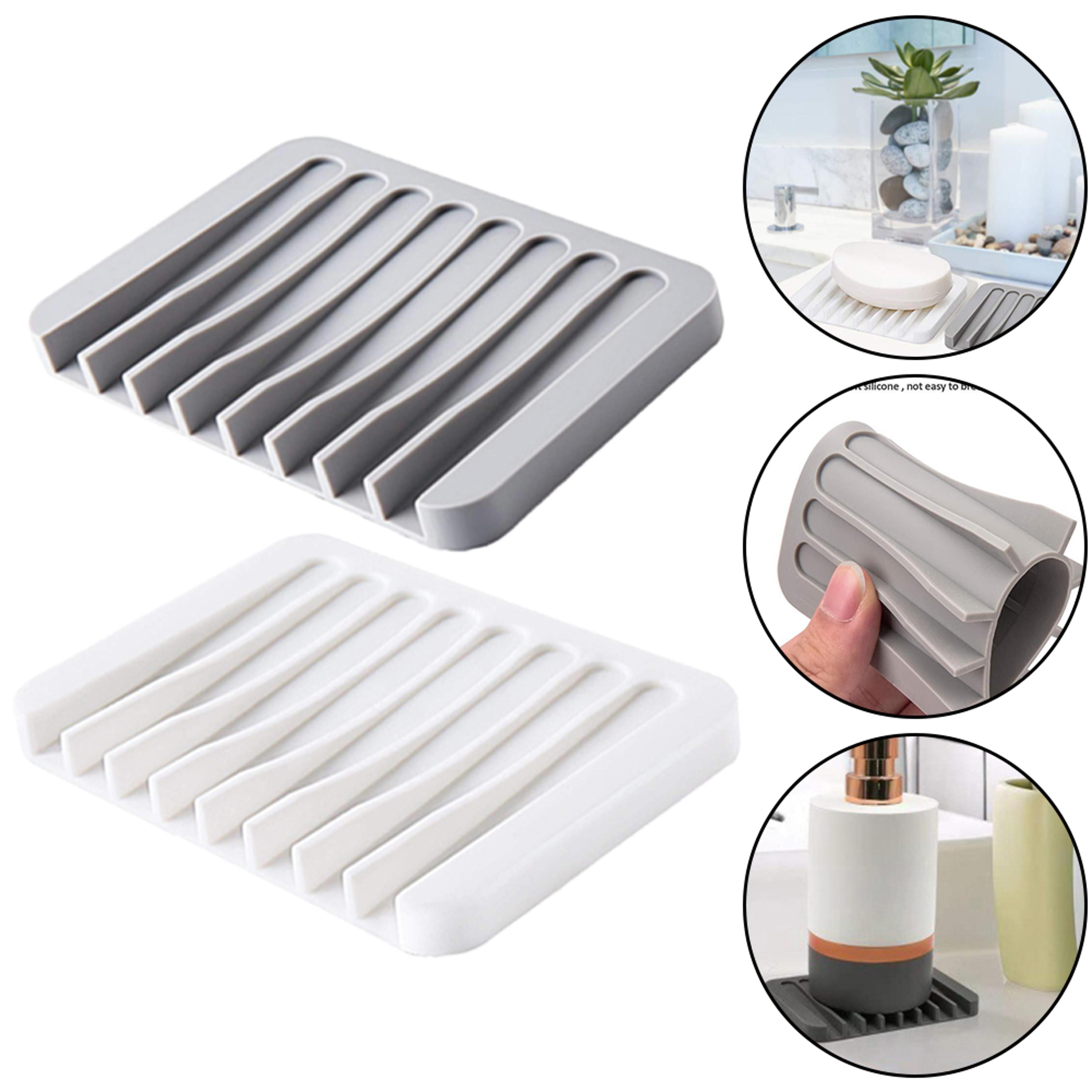 silicone soap holder saver, self draining soap dish, anti slip pad for bathroom