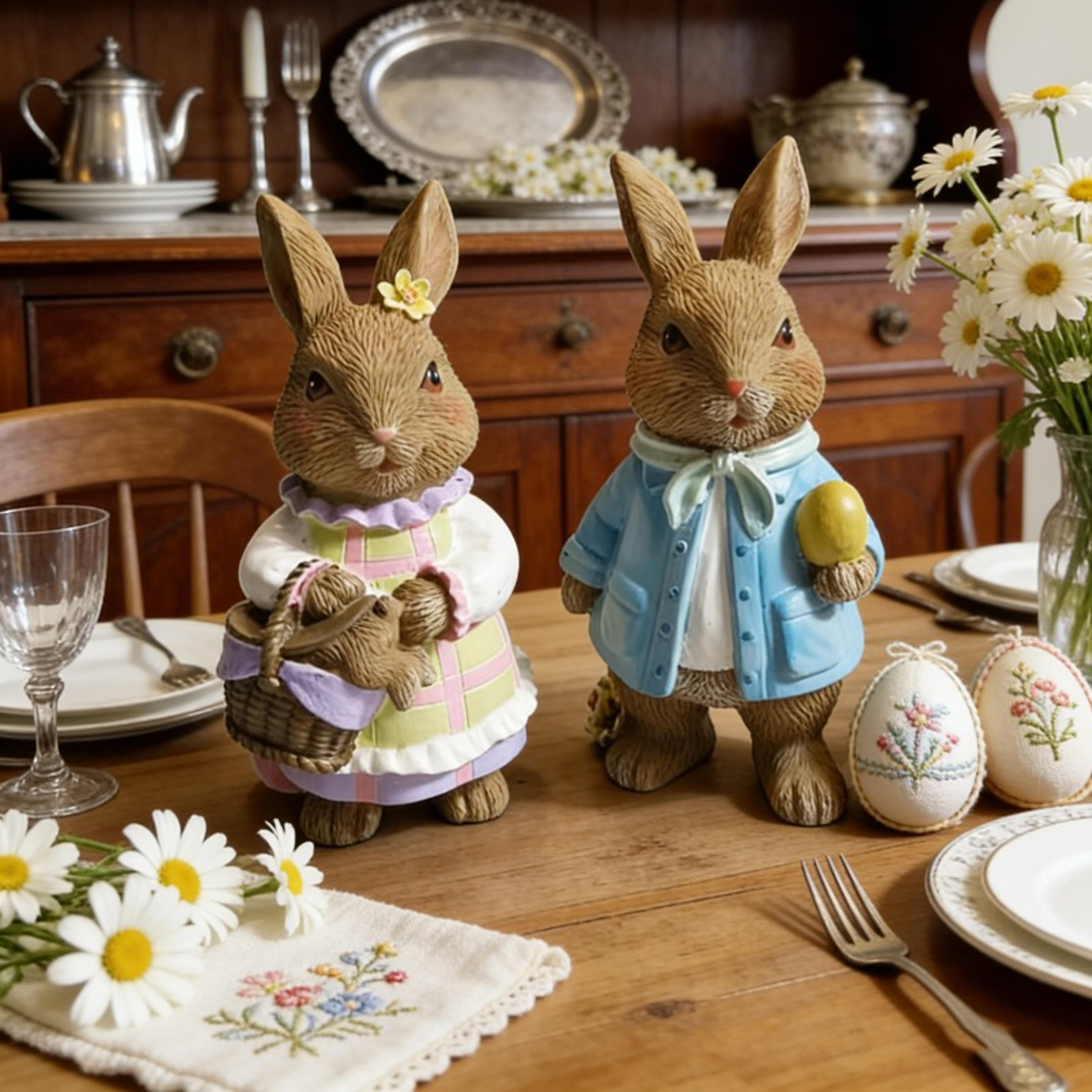 cute easter resin decoration, rabbit miss rabbit's little ornament for party home holiday gift
