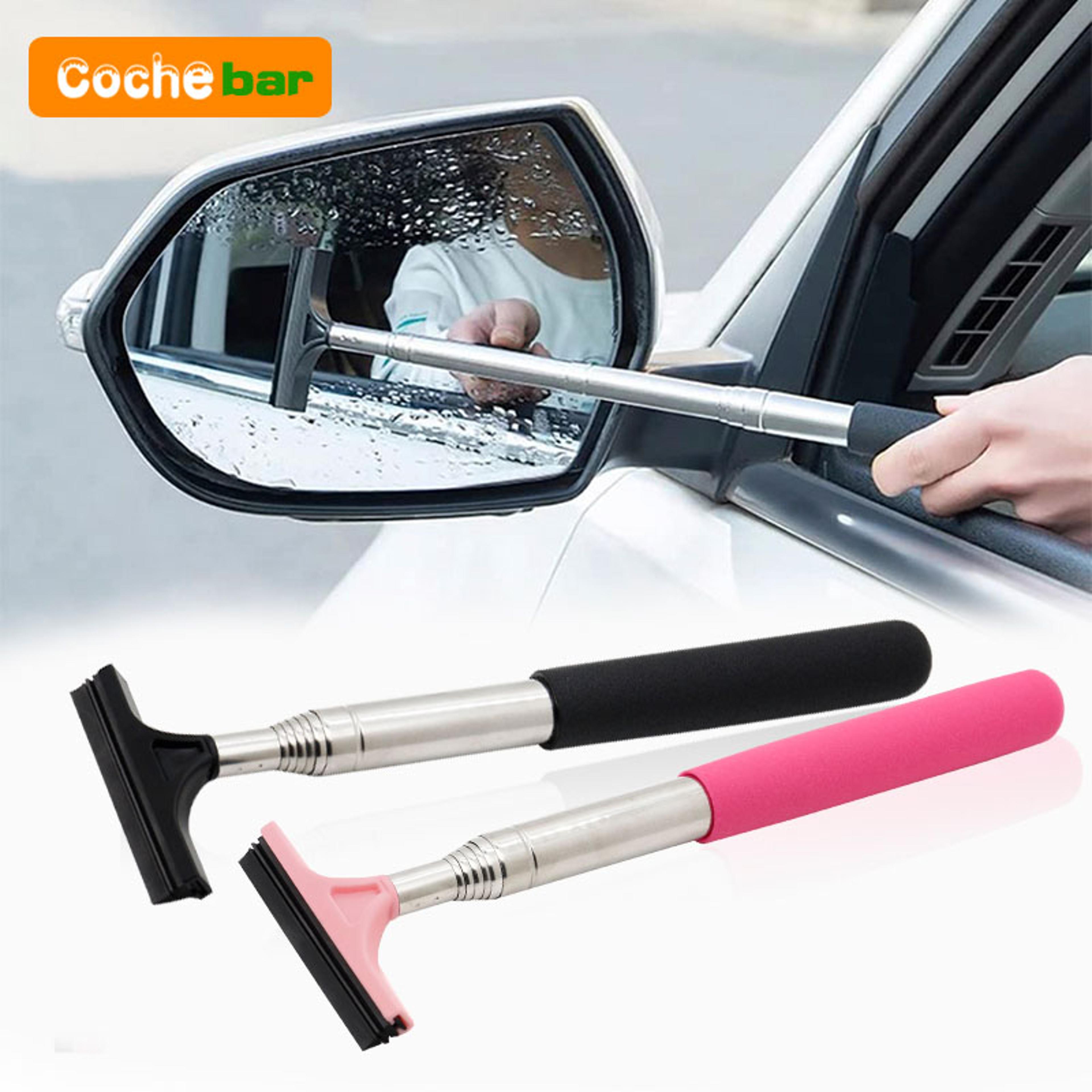 car rearview mirror wiper cleaning tool – auto glass cleaner scraper, telescopic handle brush for window cleaning