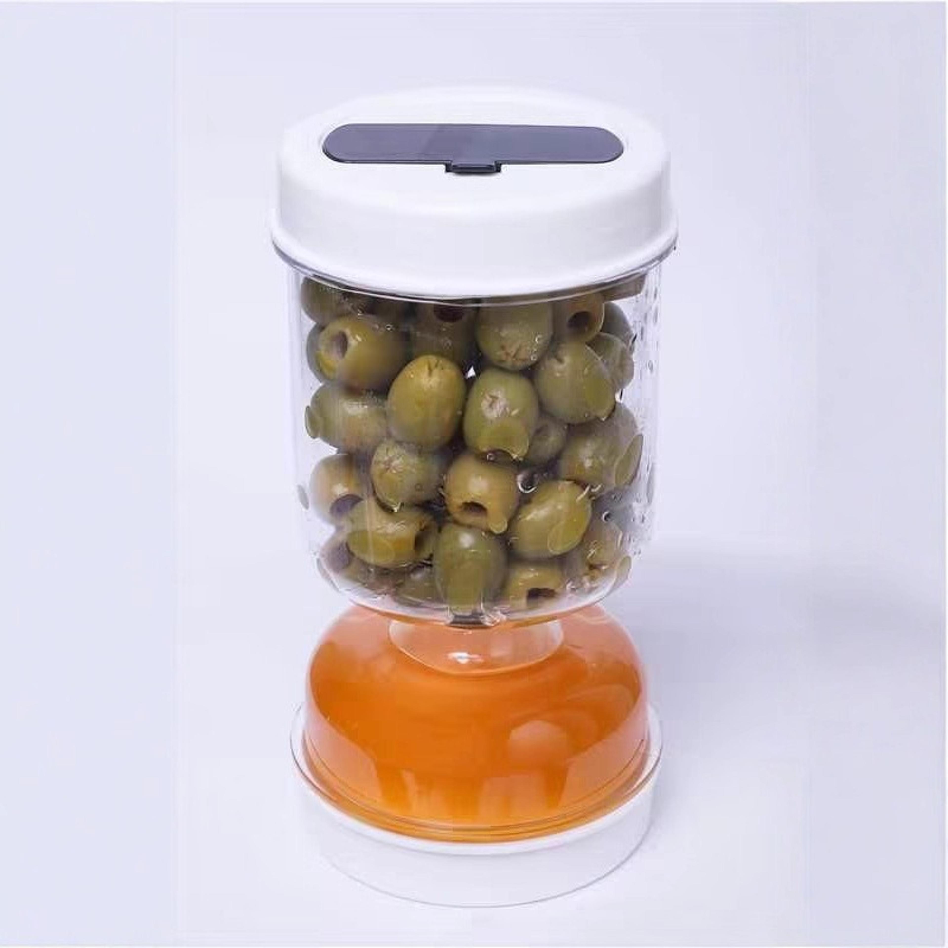 hourglass pickles jar with forks, cucumber container, dry and wet dispenser for kitchen