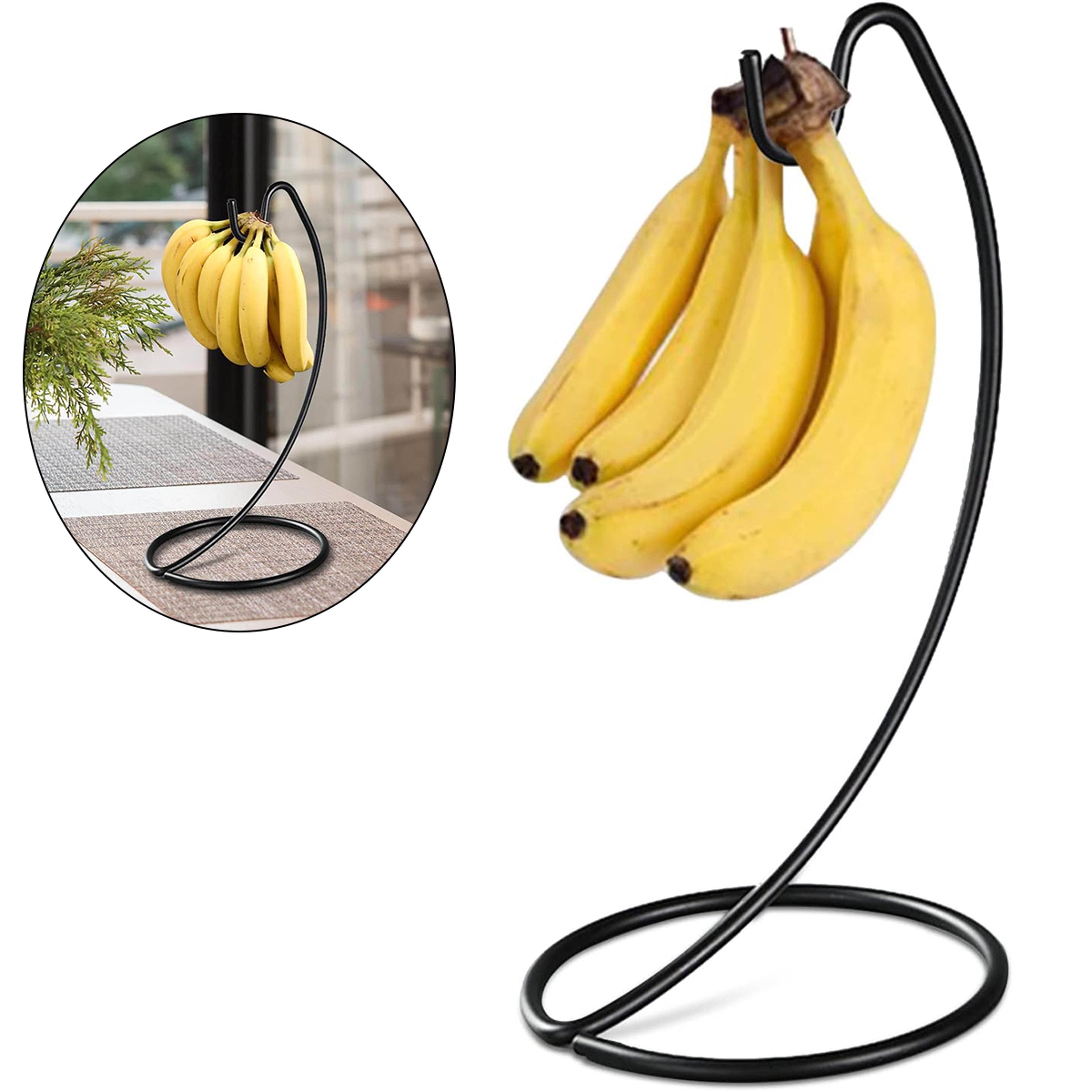 modern fruit hanger rack with hooks, steel banana holder, for kitchen countertop