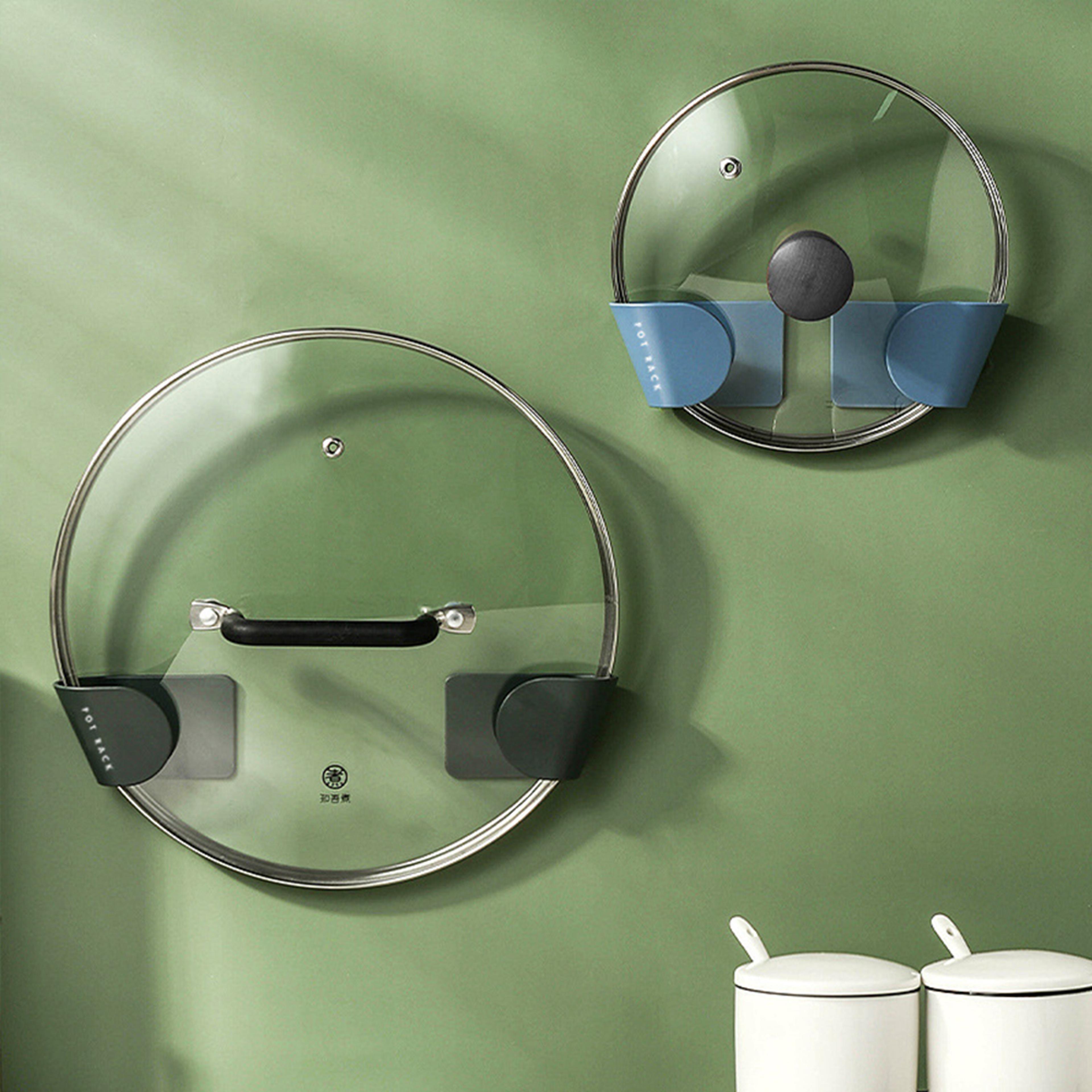 wall-mounted pan pot cover rack, pot cover hanging holder adjustable, save space for home kitchen