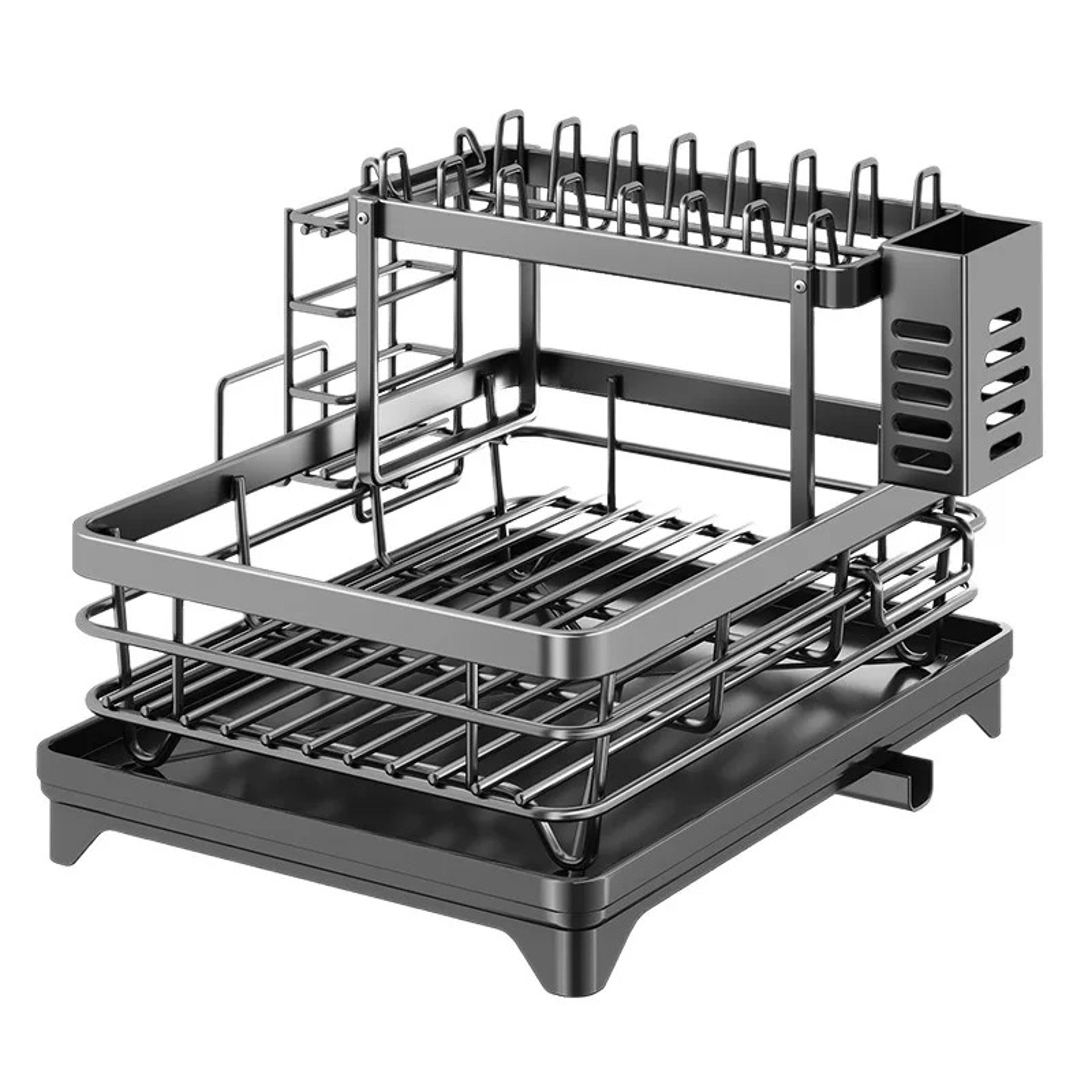 over sink plate organizer, stainless steel dish drying rack with drainboard for kitchen storage & organization