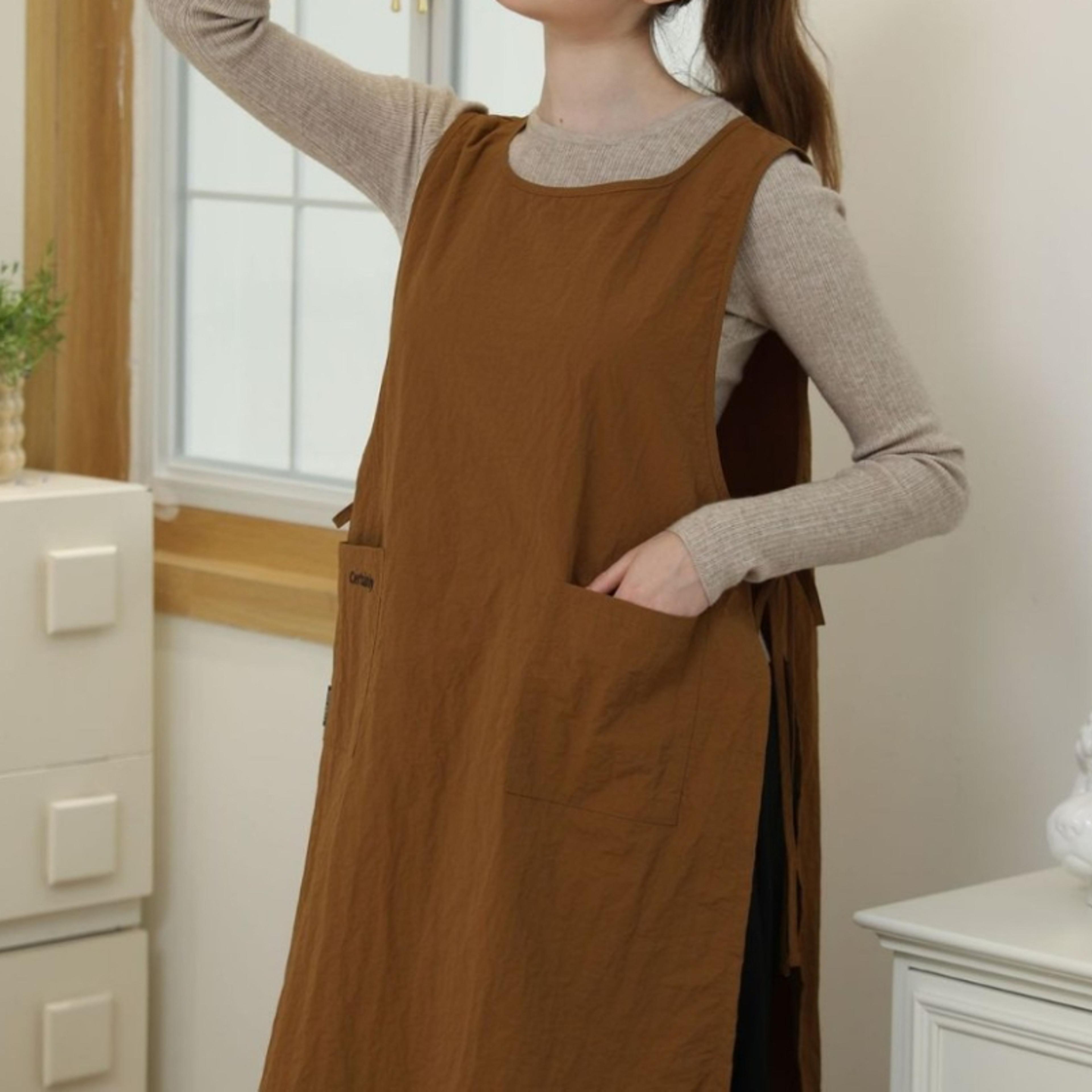 waterproof kitchen apron with pockets for women, anti-dirty long vest, perfect for painting and working