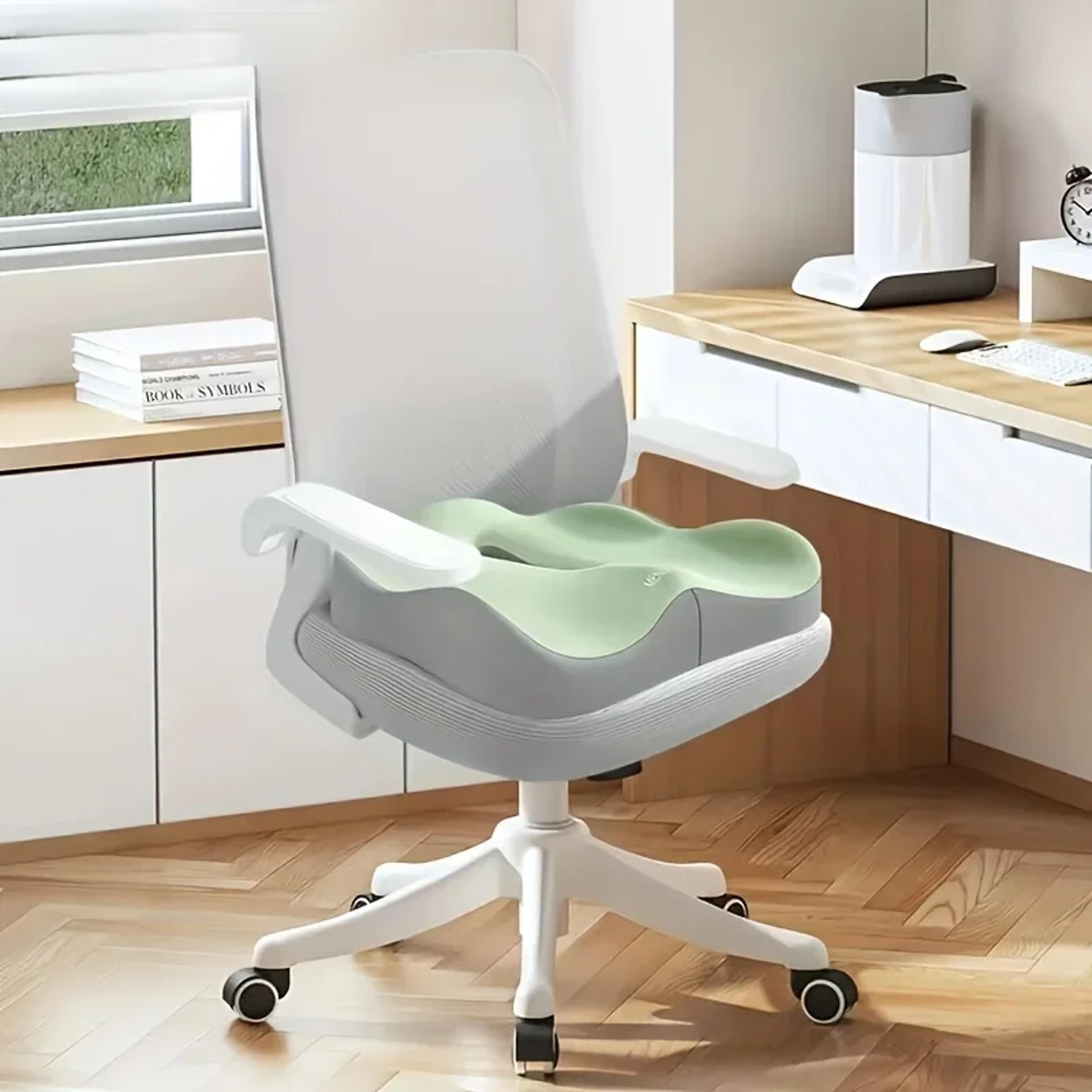 light green & grey ergonomic support, washable polyester, car/office essentials