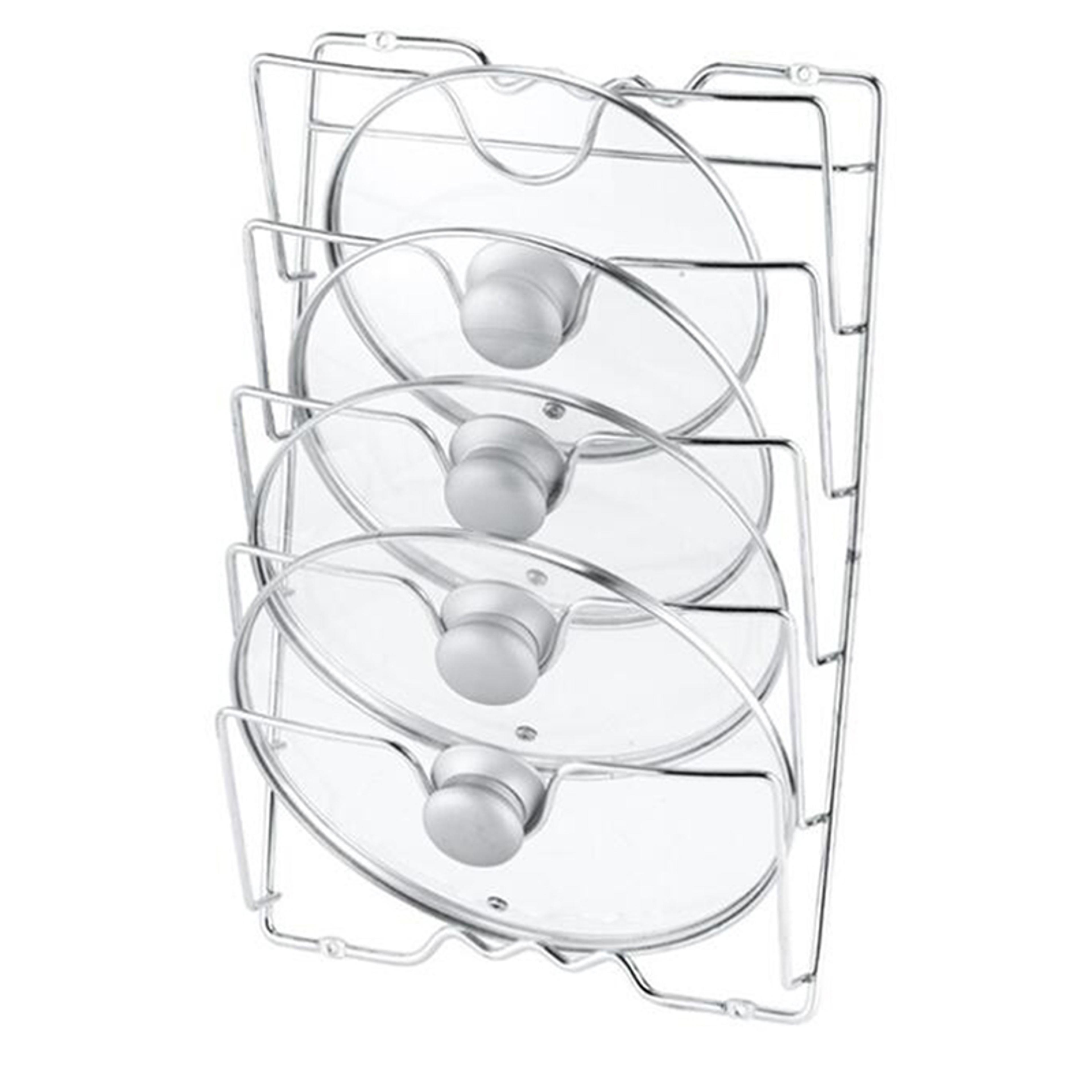 wall mounted pot lid rack for kitchen, multi-functional, perforated with five layers