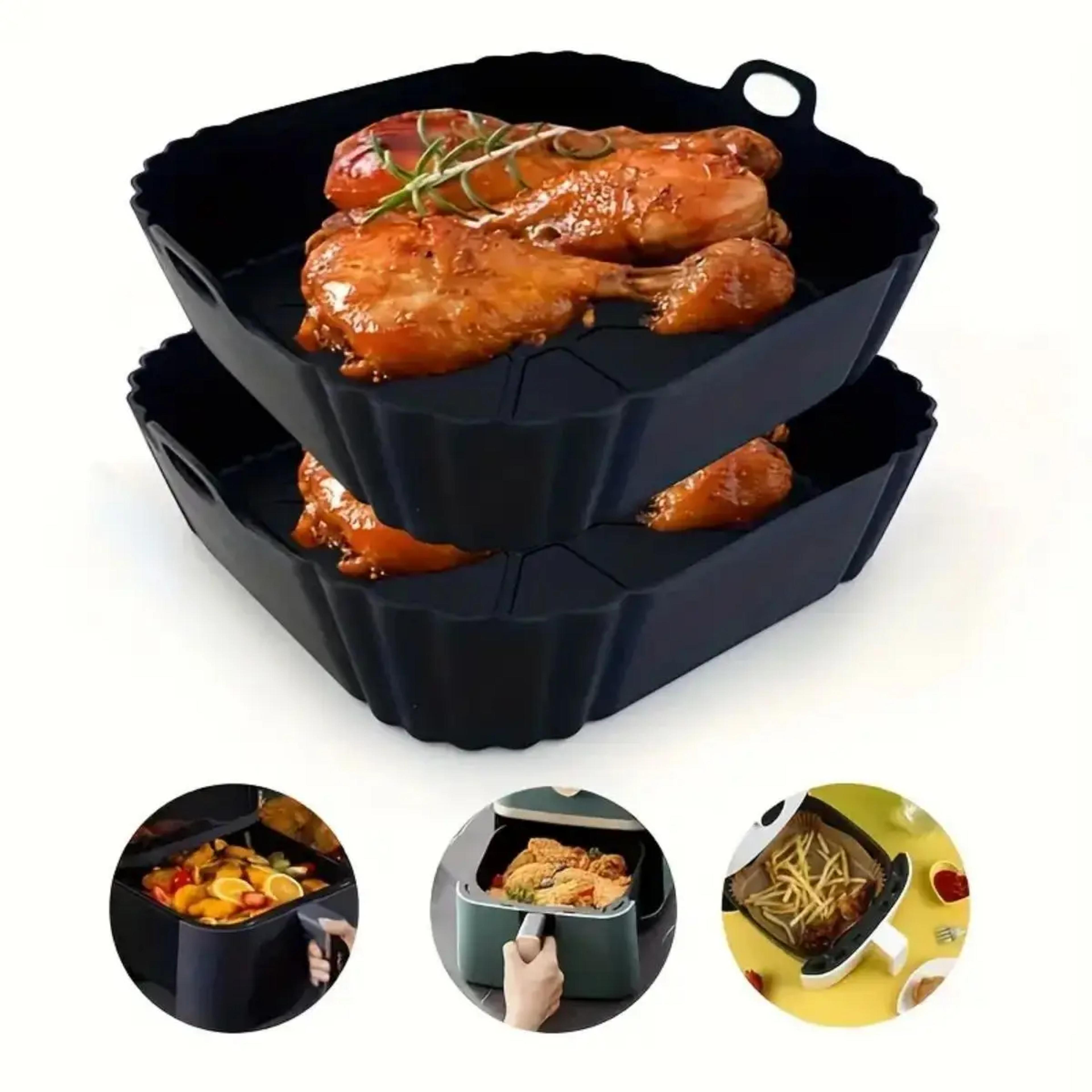foldable reusable silicone air fryer liner, heat resistant non-stick baking mat for kitchen use