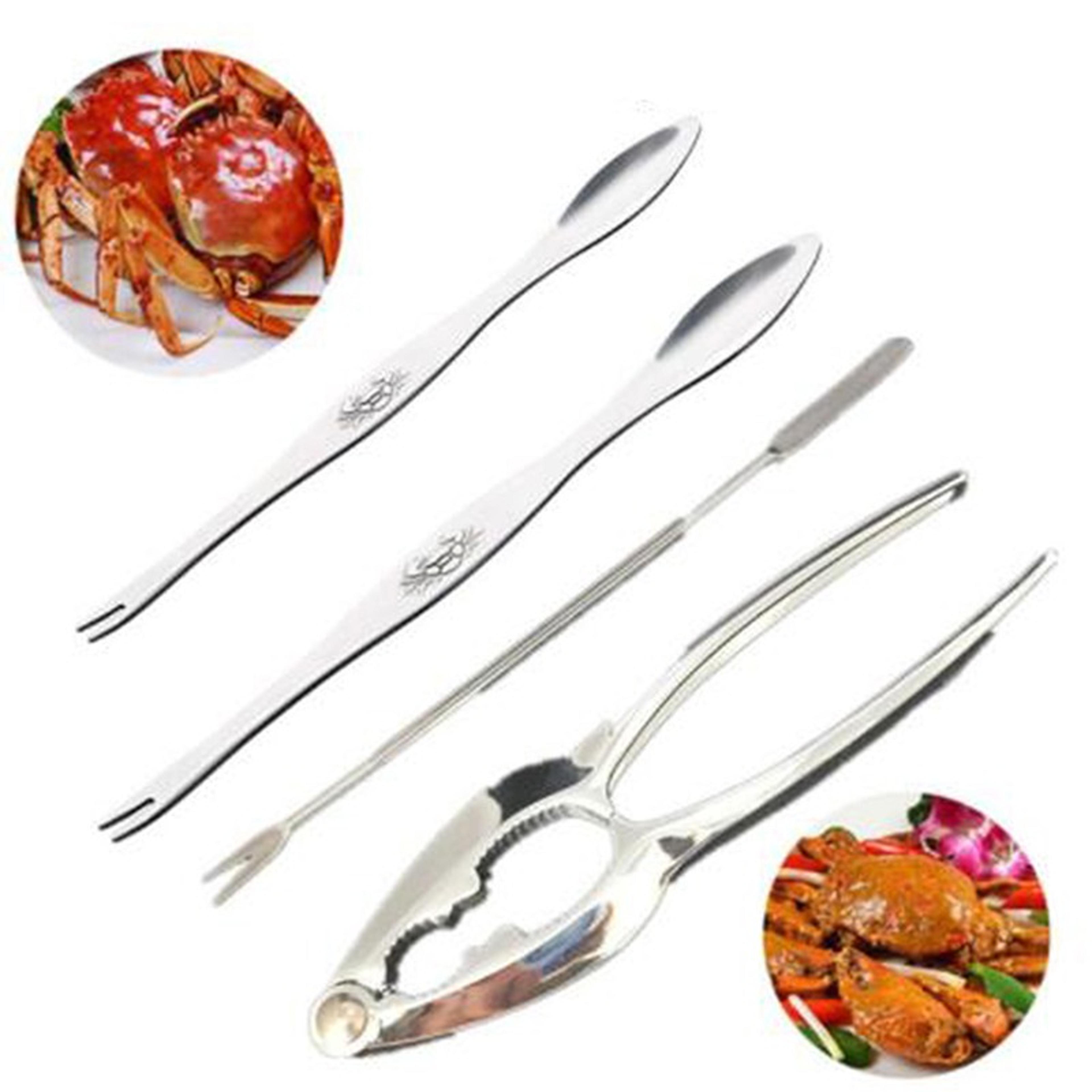 crab, shrimp, and lobster tool set - seafood fork, spoon, nut cracker, and pliers for kitchen use