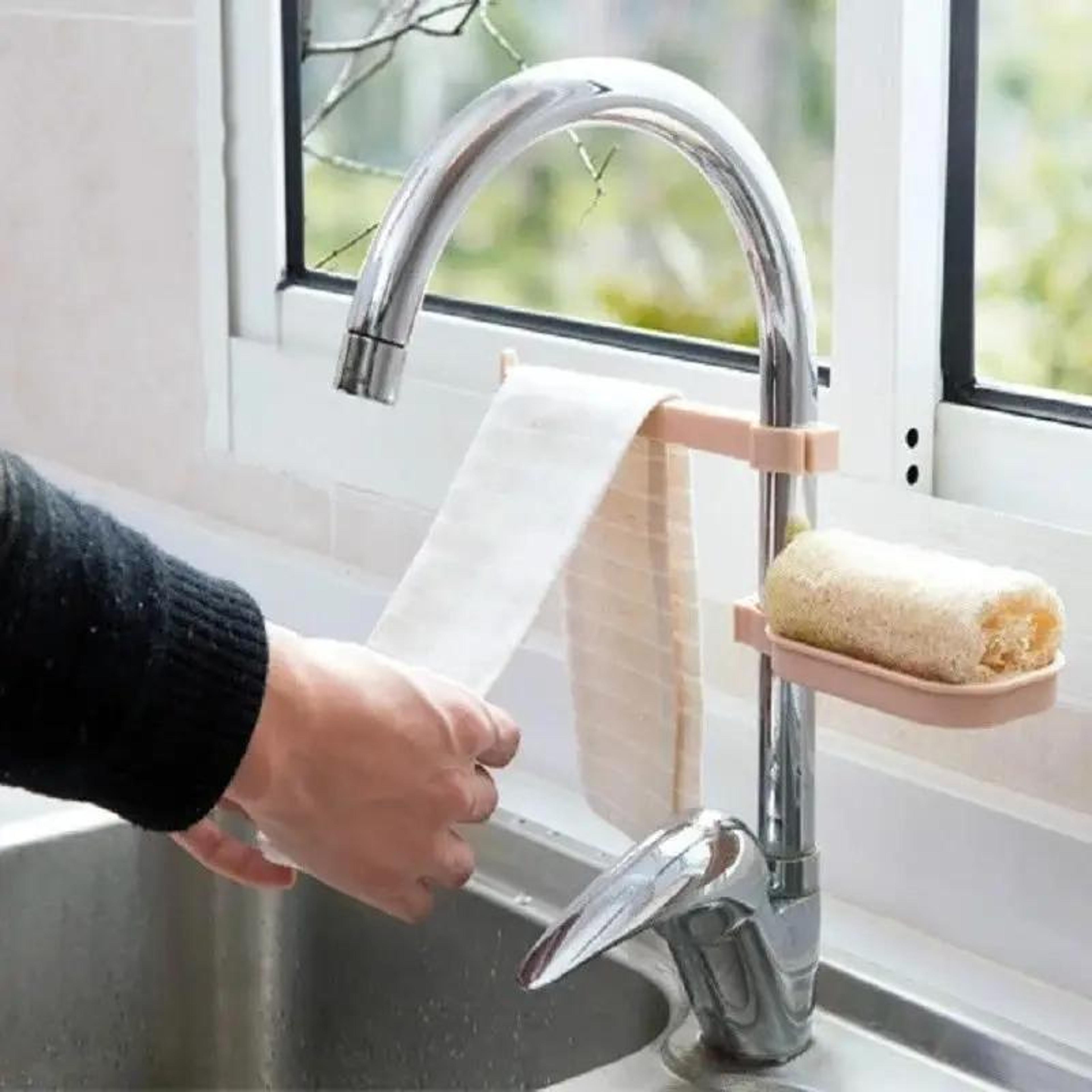 adjustable sink storage rack, kitchen sponge cloth holder, multifunction drain basket
