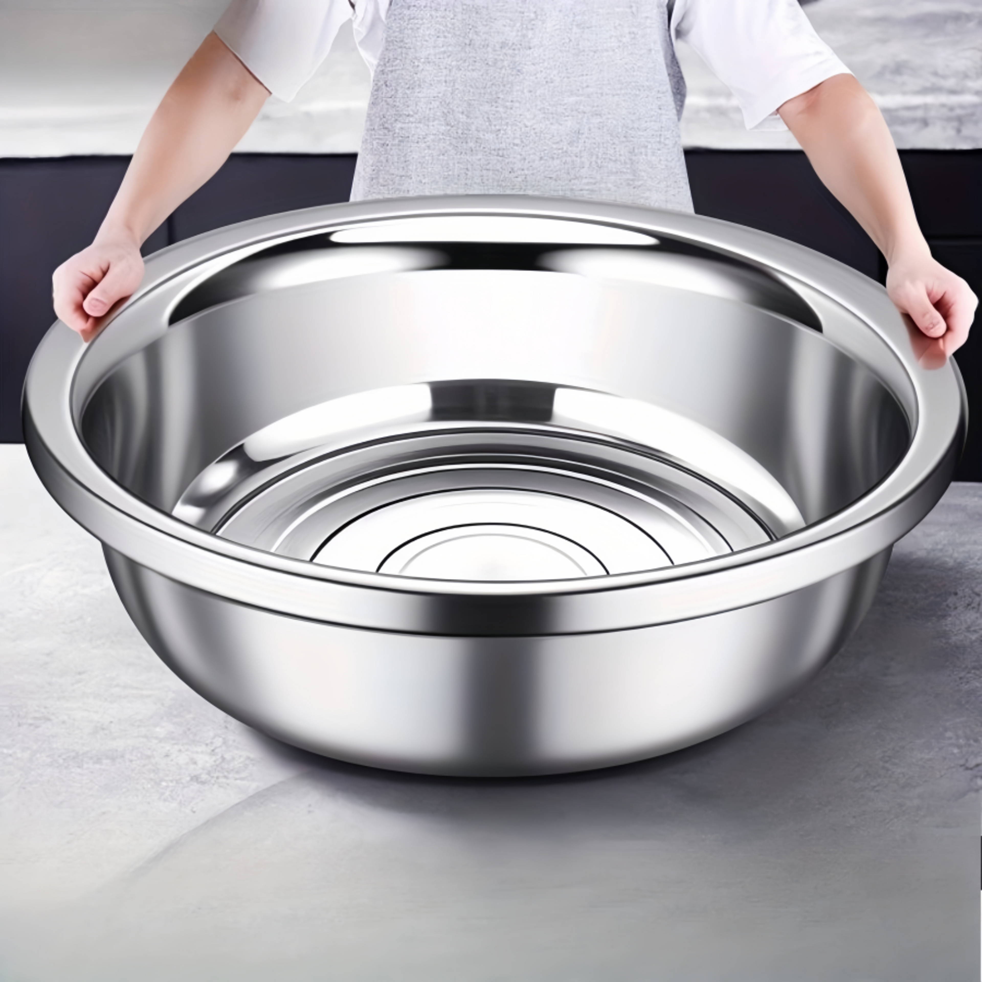metal cooking nesting salad bowls set, large capacity stainless steel mixing bowls for cooking