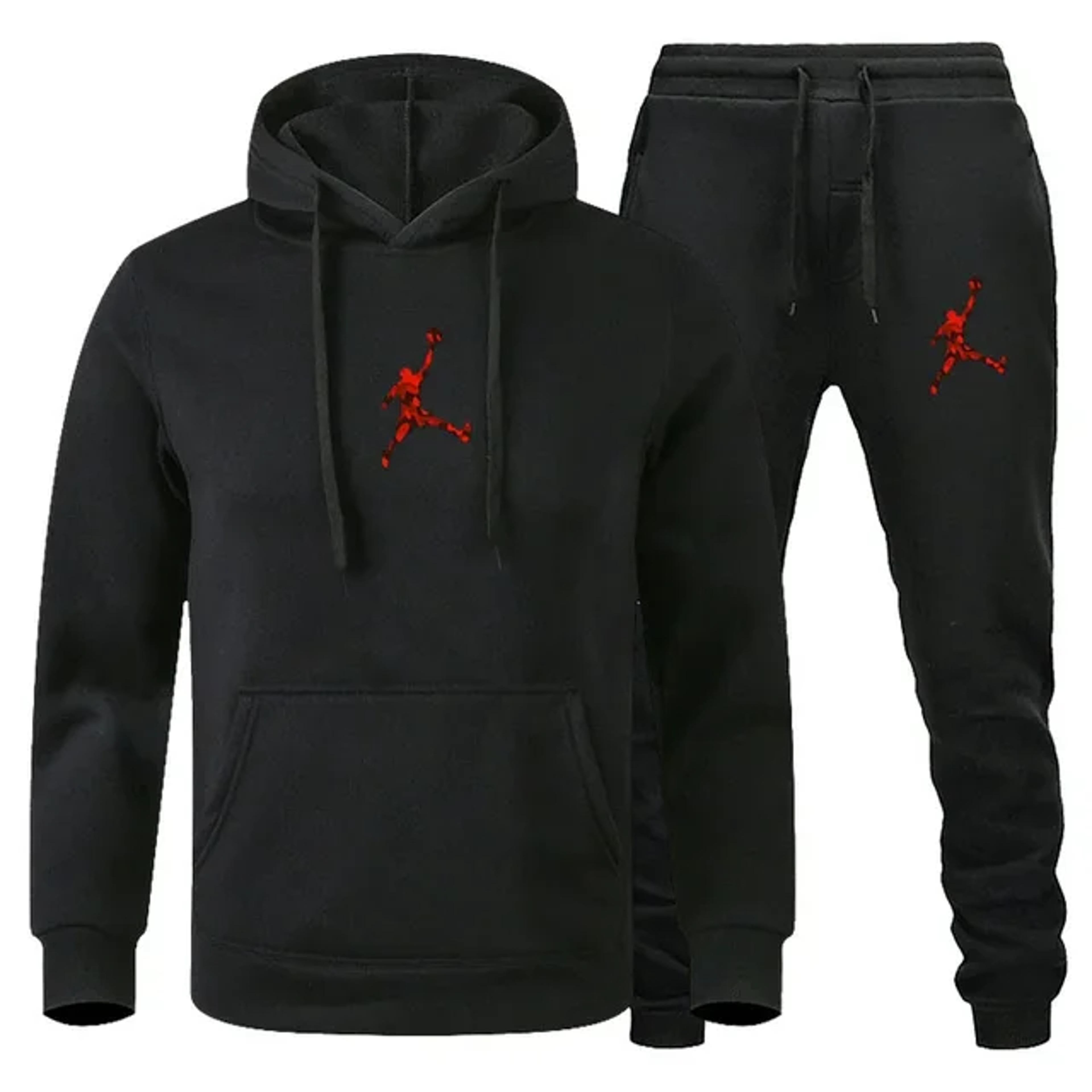 men jogging set comfortable long-sleeved sweatshirt & casual pants 2 piece sportswear set