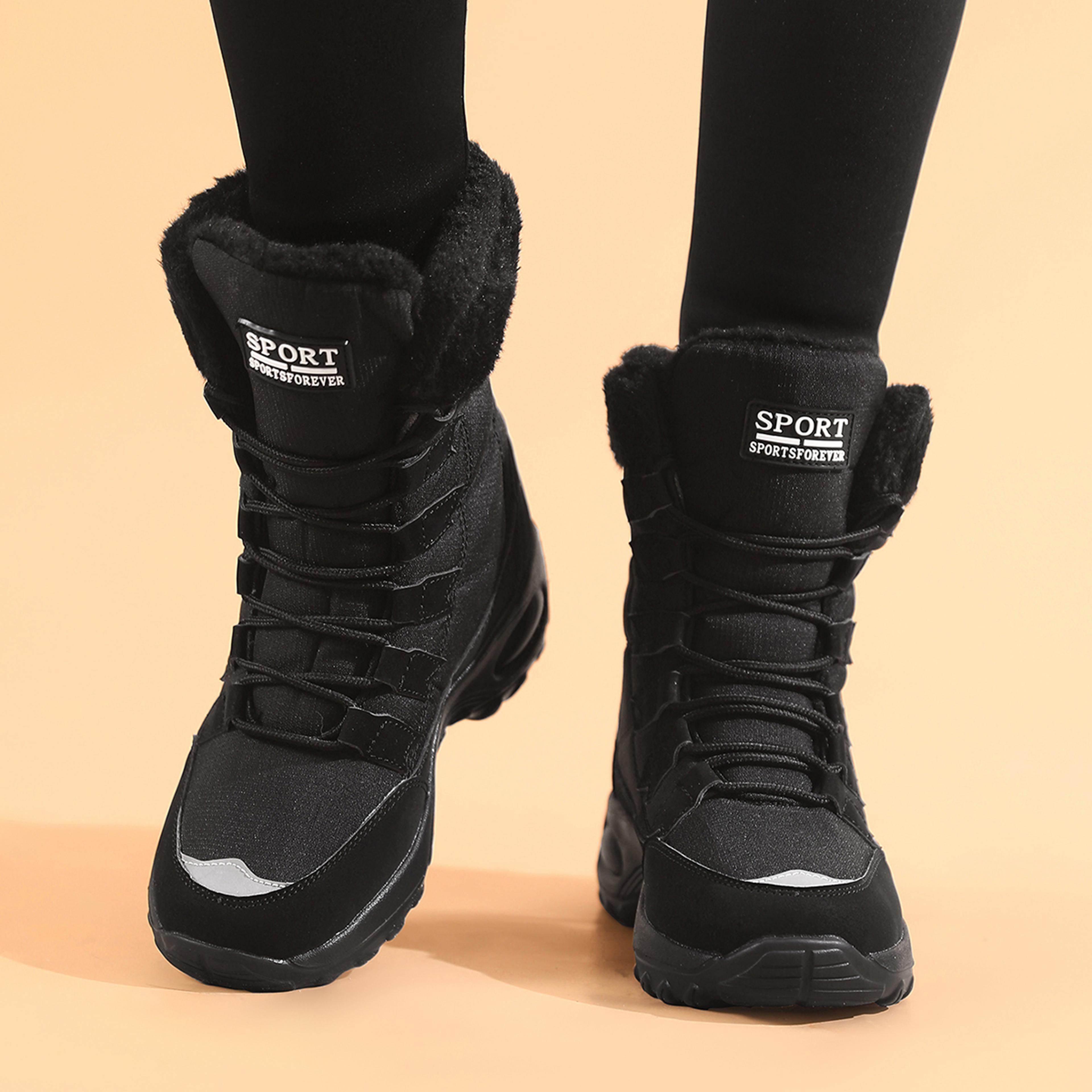 waterproof winter snow boots, comfortable thigh-high hiking boots for cold weather