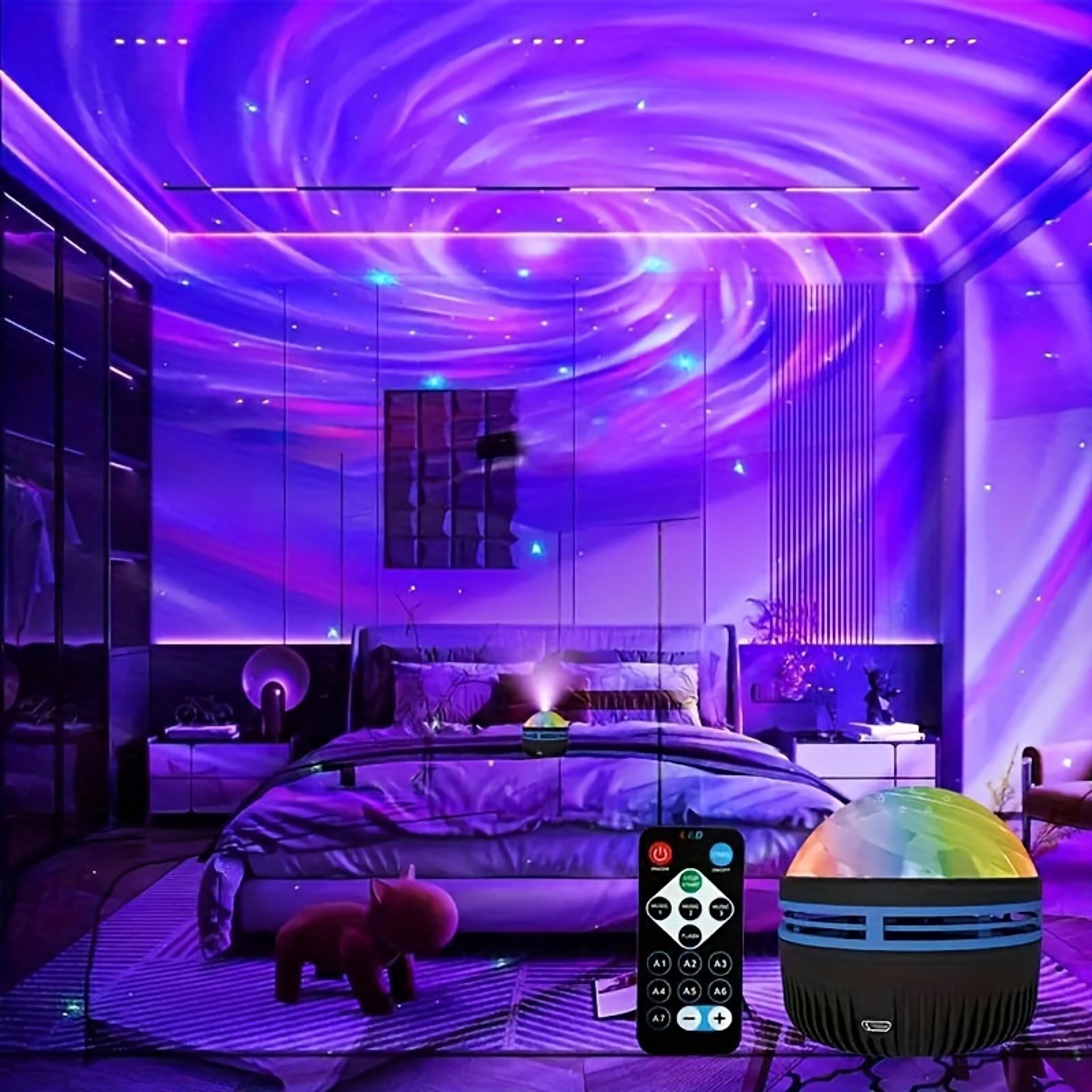 led star galaxy projector lamp with remote control usb auto rotating magic ball, moon light & colorful starry sky