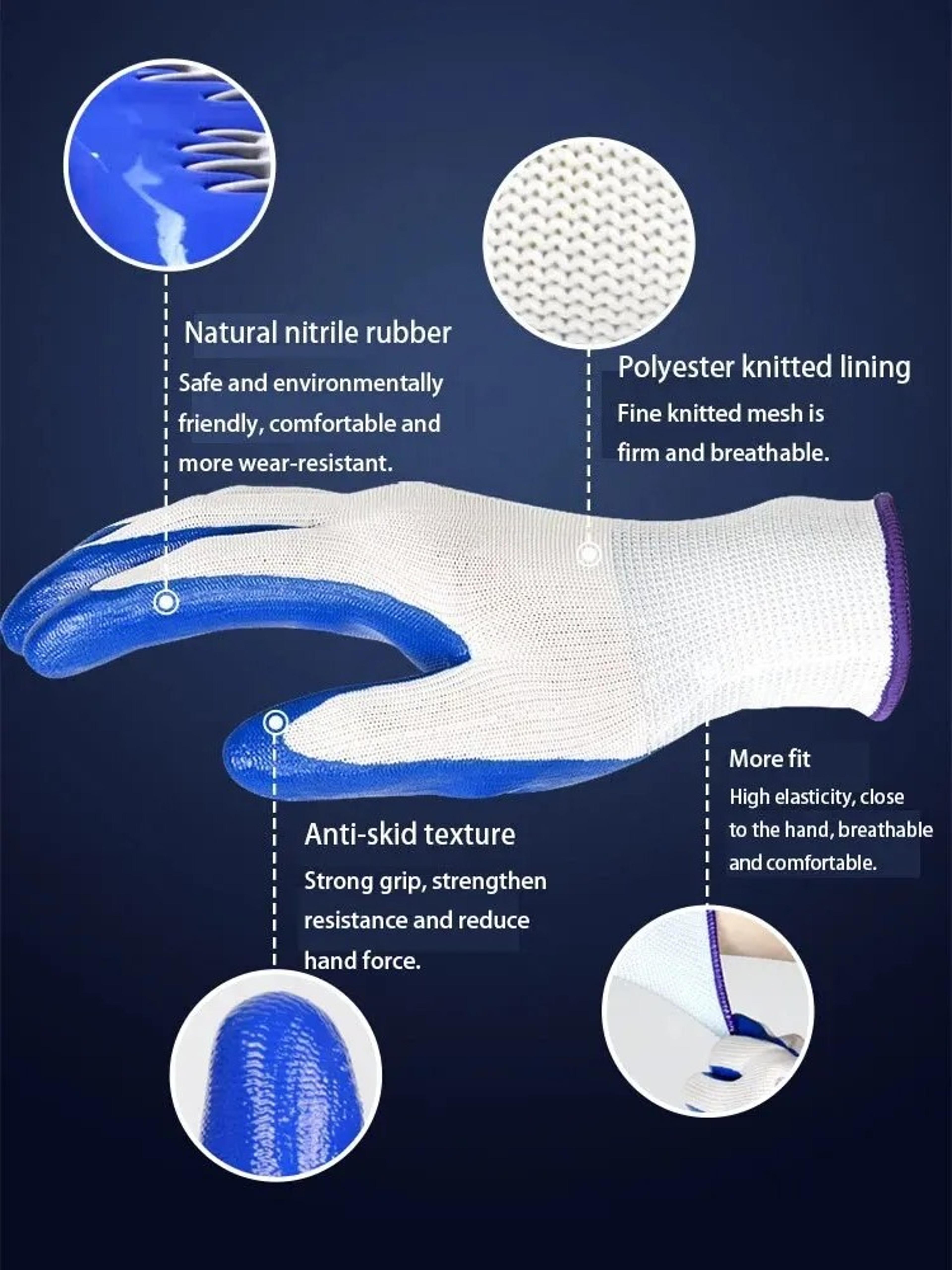breathable nitrile gloves for construction & labor safety wear-resistant & durable work gloves