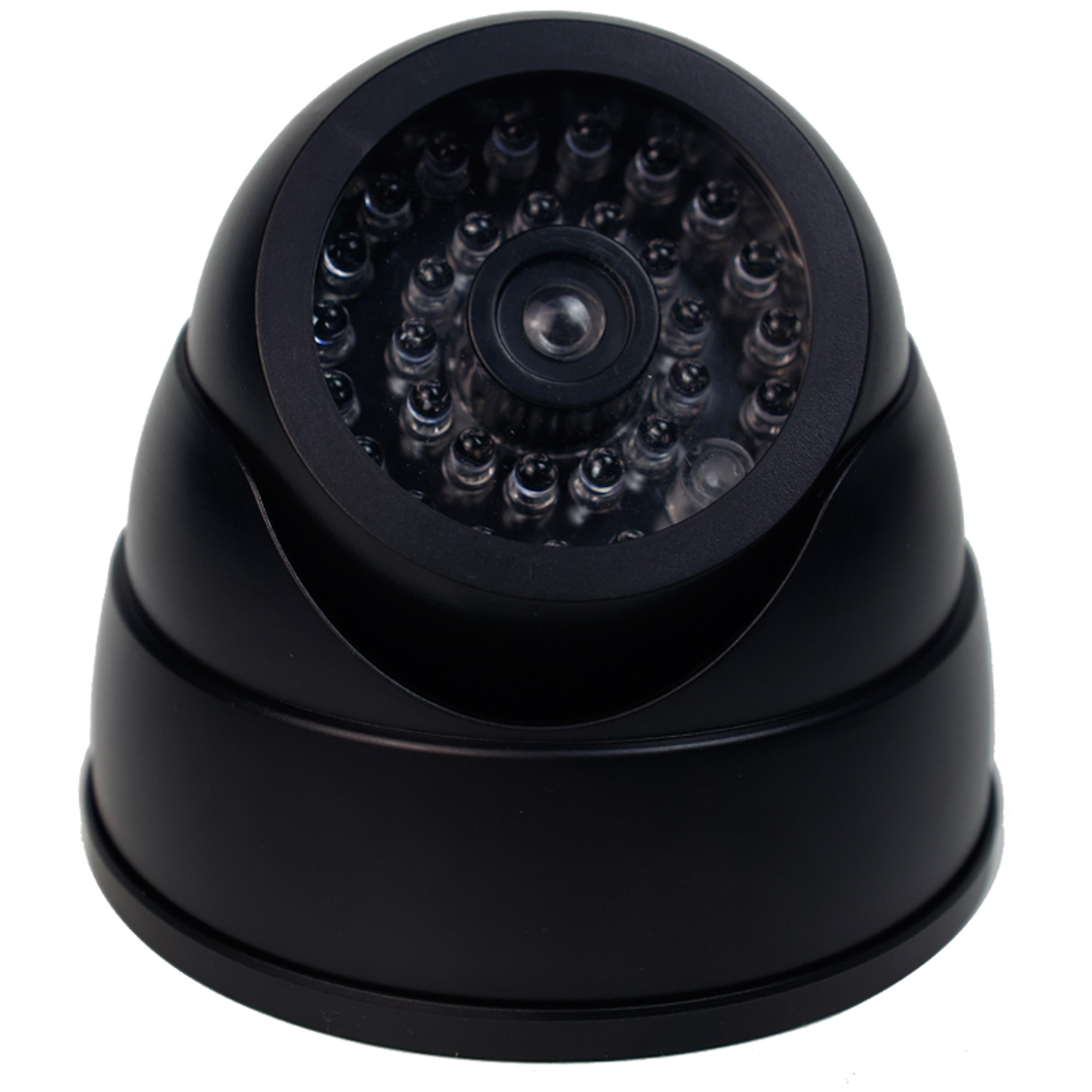 realistic fake dome security camera with red led light battery operated indoor/outdoor surveillance