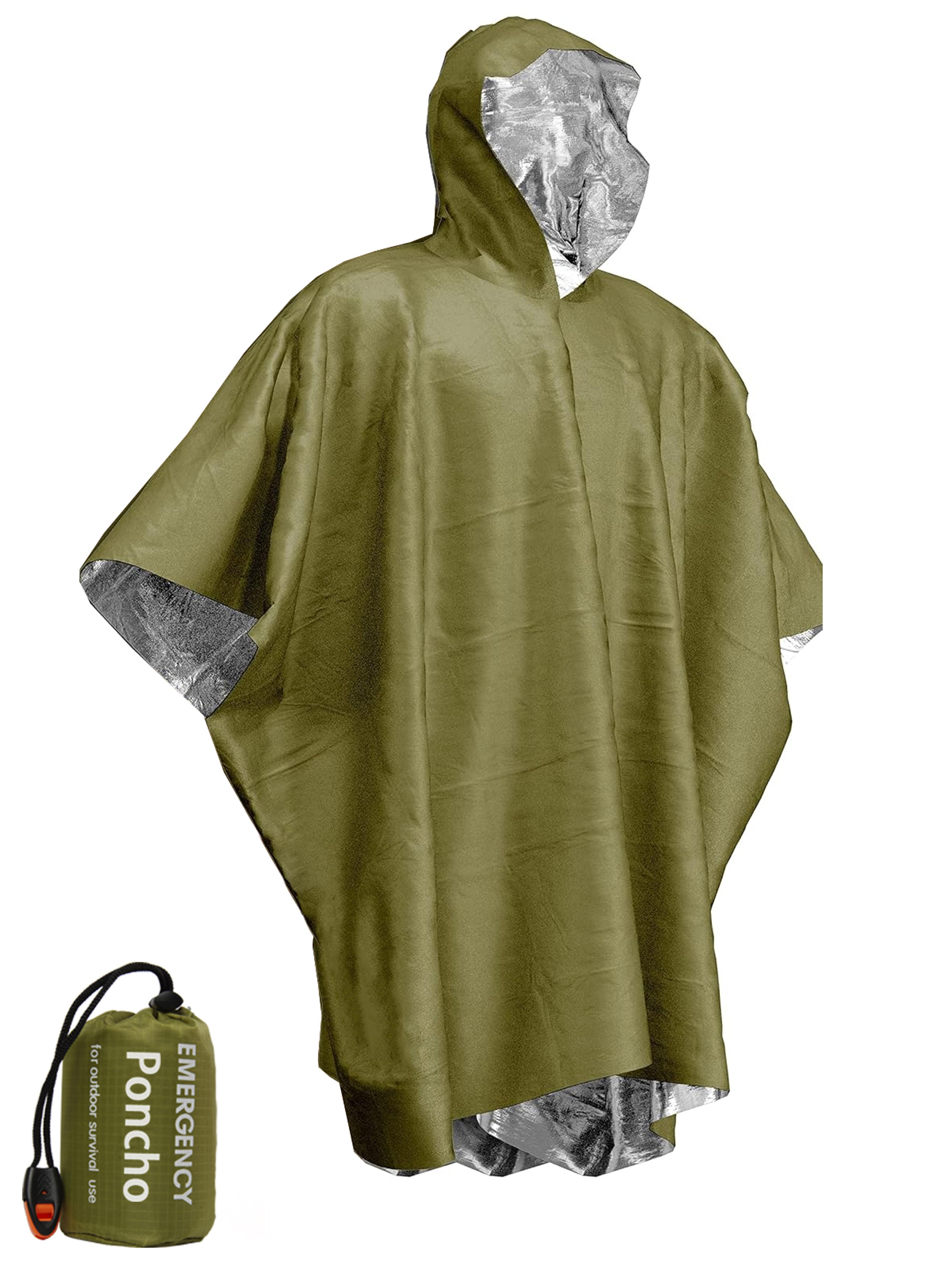 emergency waterproof raincoat aluminum film disposable poncho, warm thermal rainwear blankets for survival and camping