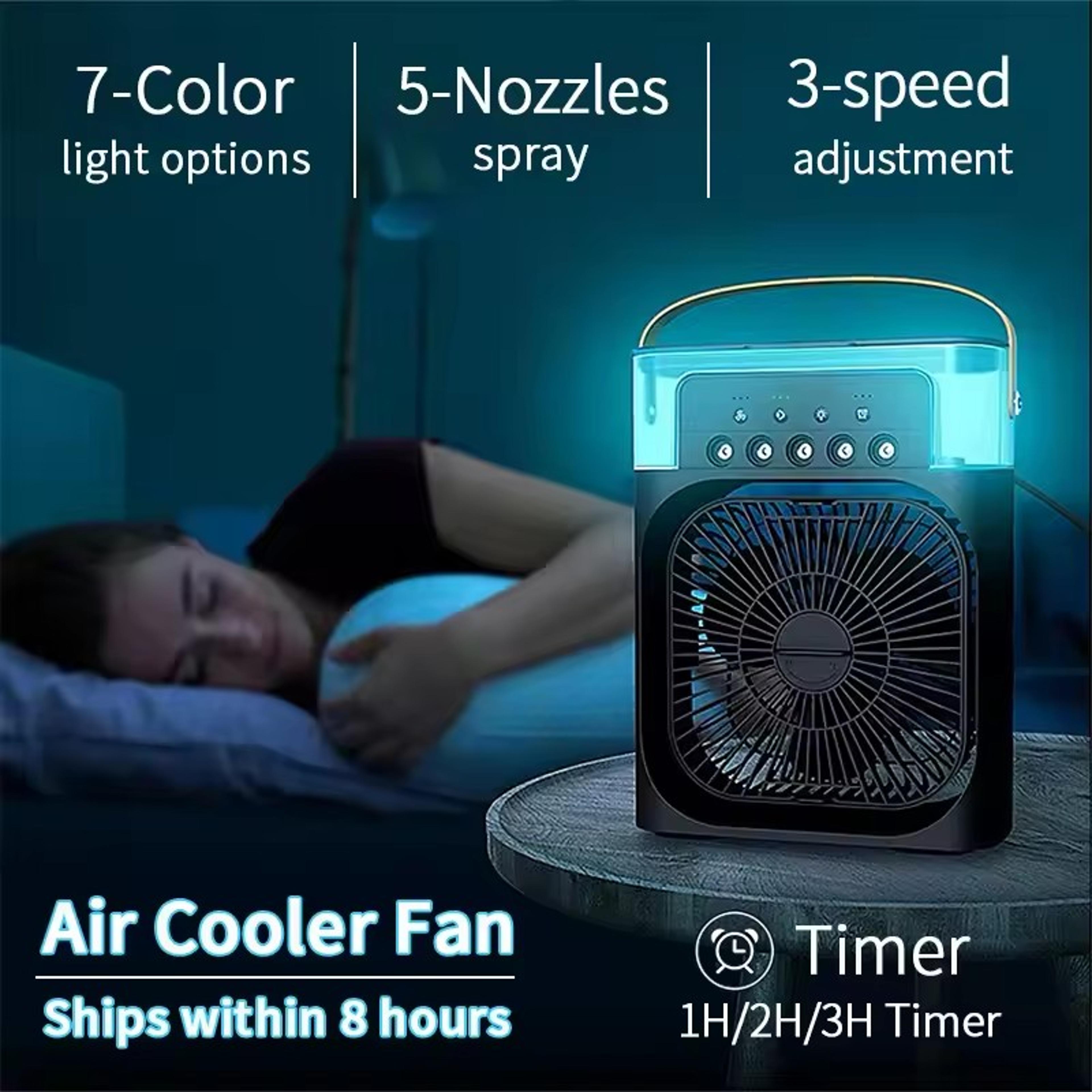 portable air cooler, mini home humidifier with led night light for office, personal air conditioning fan