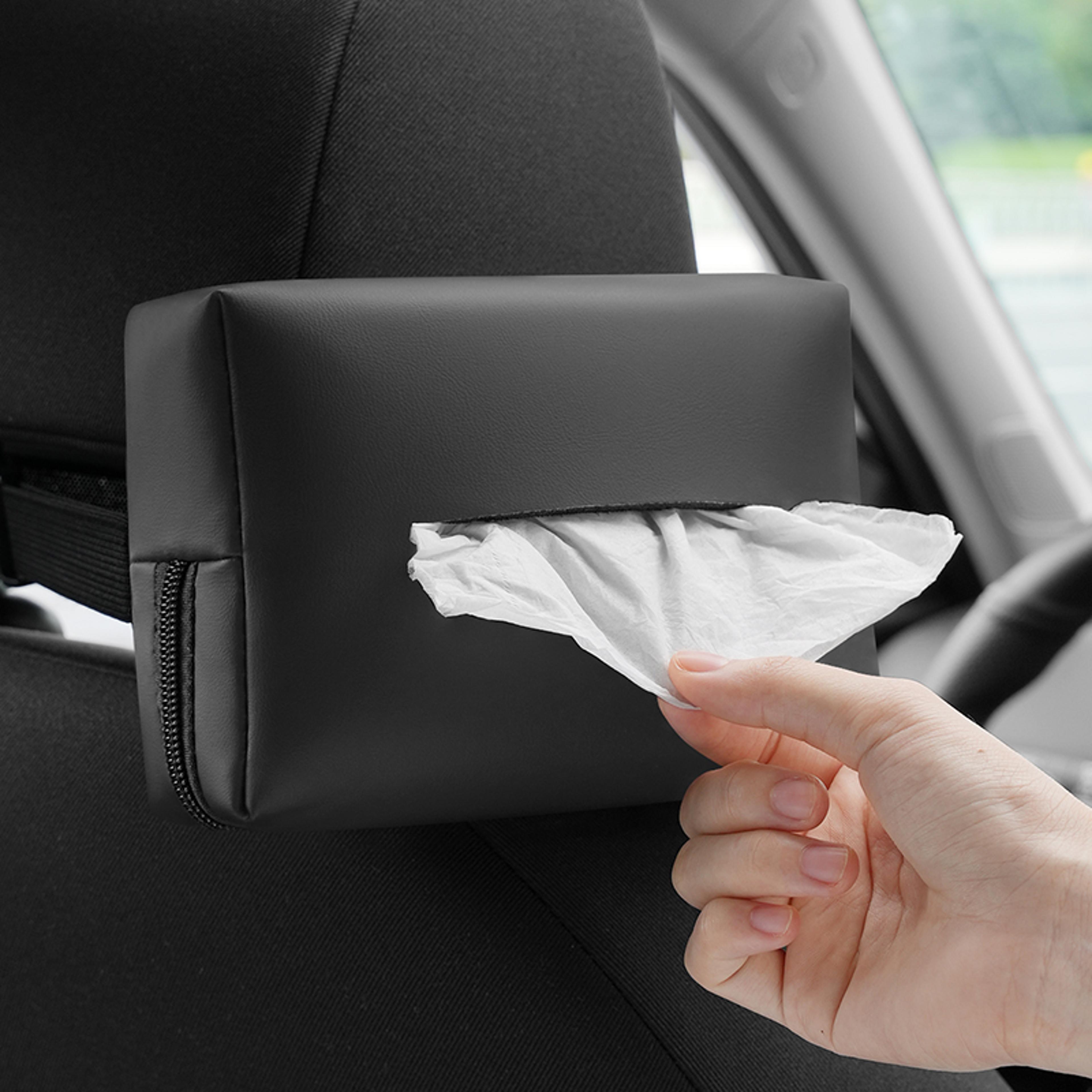 premium car tissue box organizer with seat backrest & armrest storage