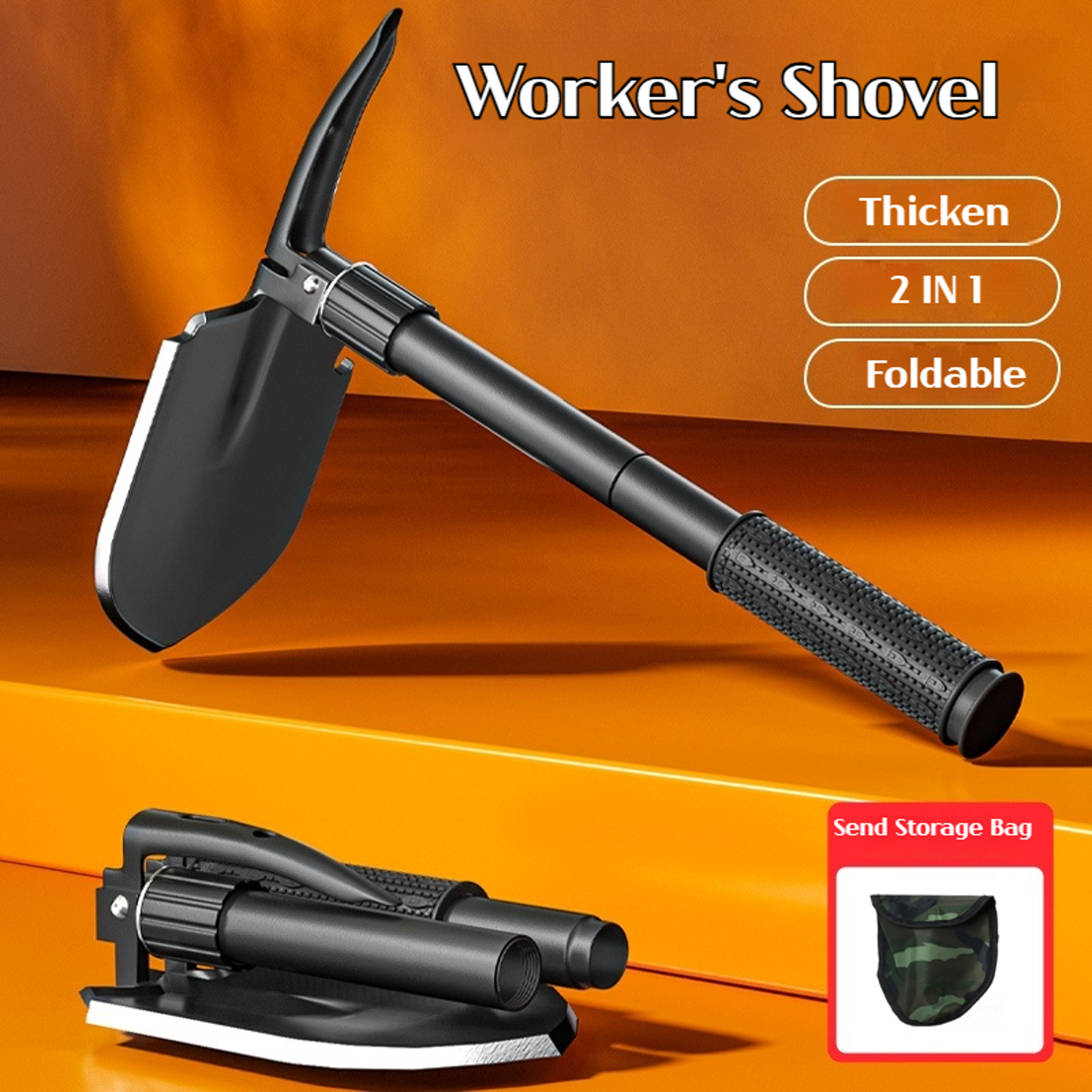 multifunctional garden shovel ideal for camping, fishing, and wild survival shovel, pickaxe, and hoe in one