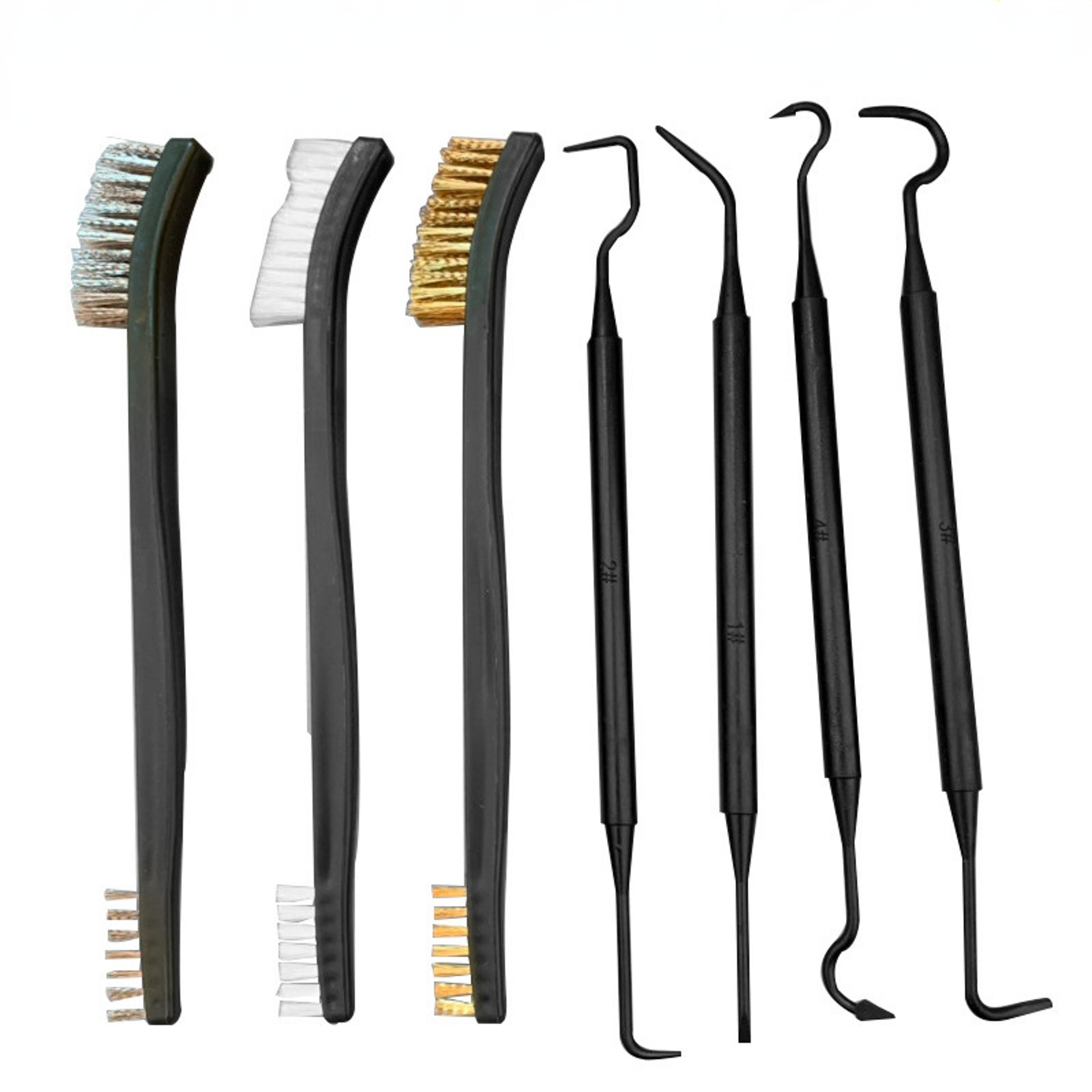 tactical gun cleaning kit double-end steel wire brush & nylon pick set for rifles & hunting guns