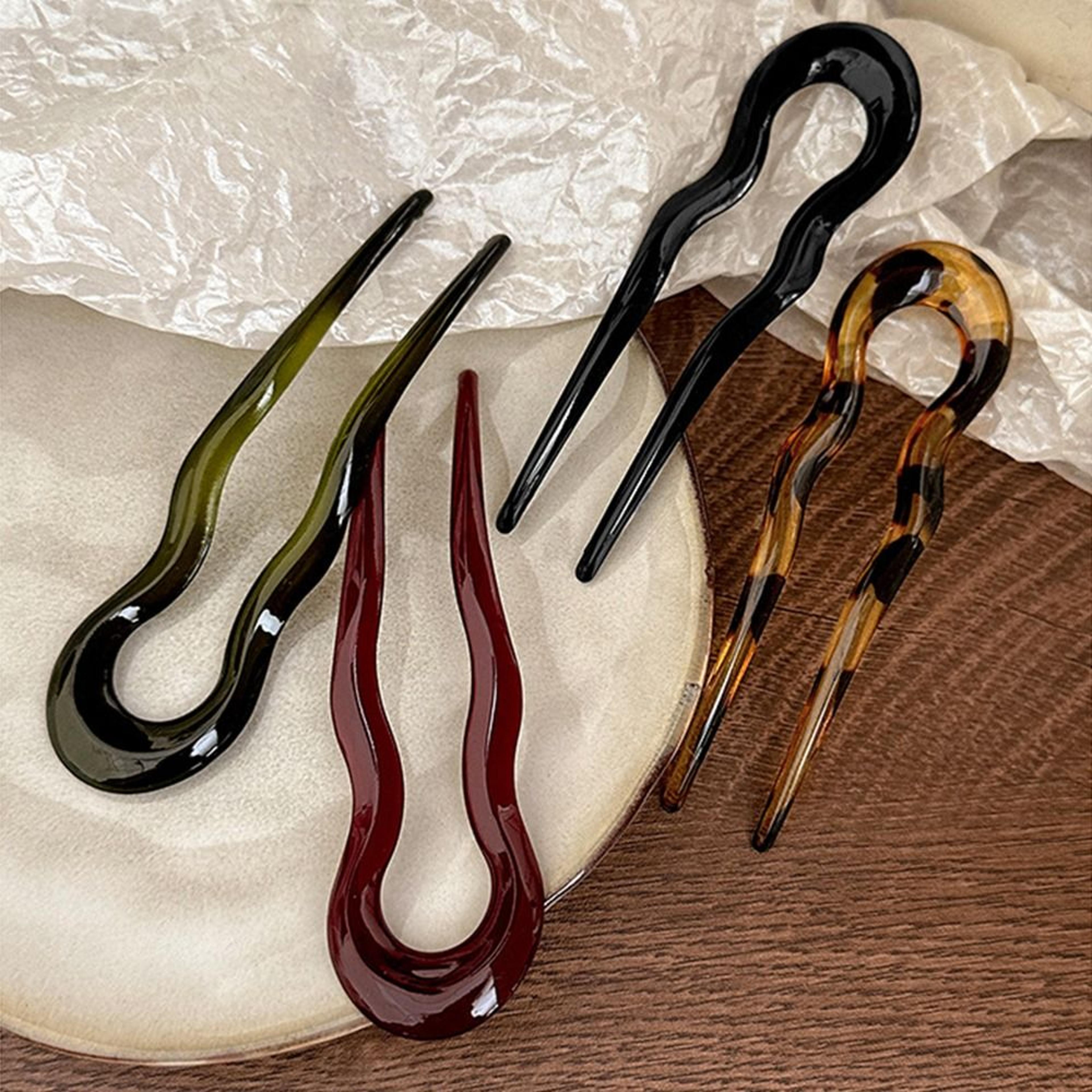 u-shaped tortoiseshell hairpin stylish geometric design for women & girls
