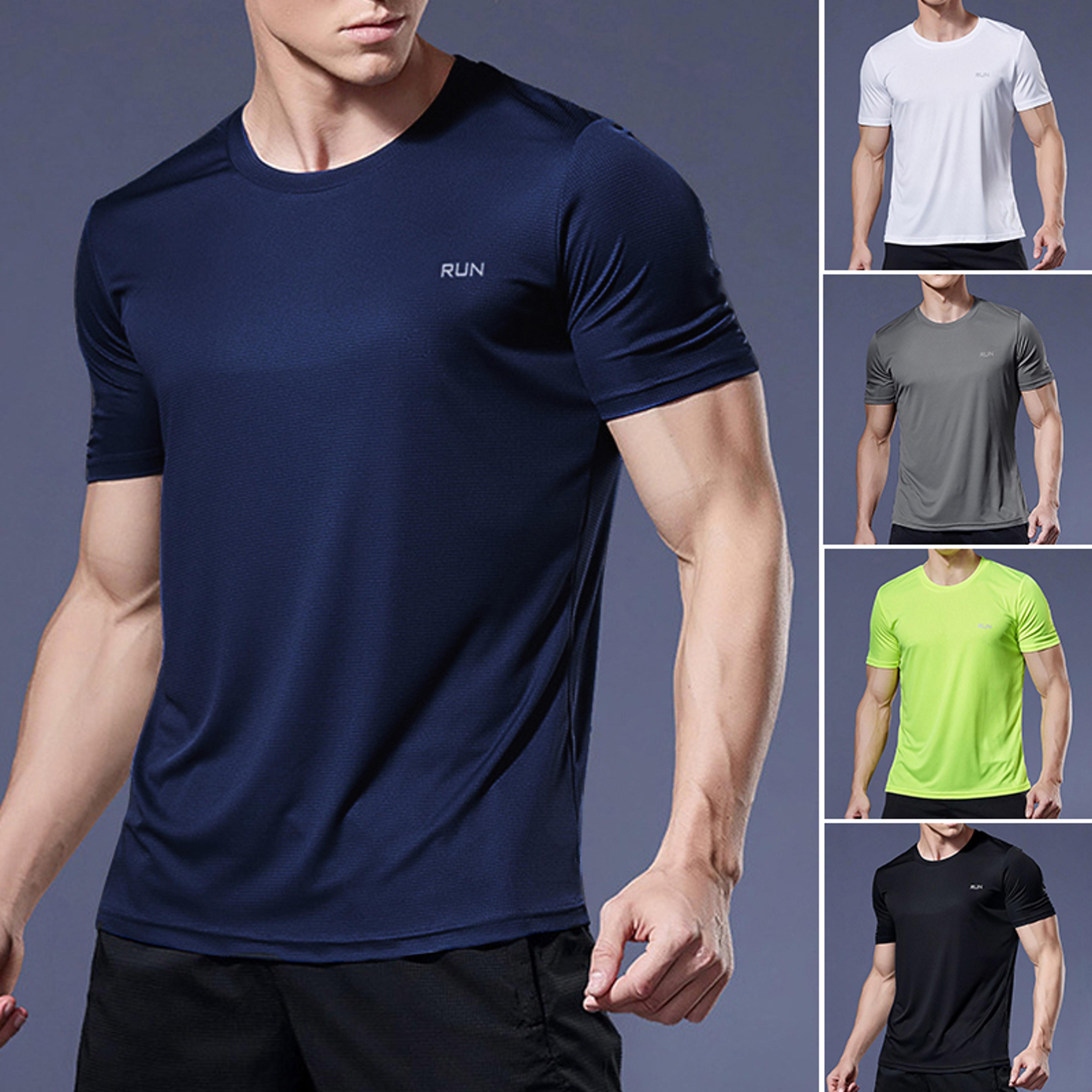 quick dry compression running t-shirt for men - lightweight soccer & sports fitness shirt