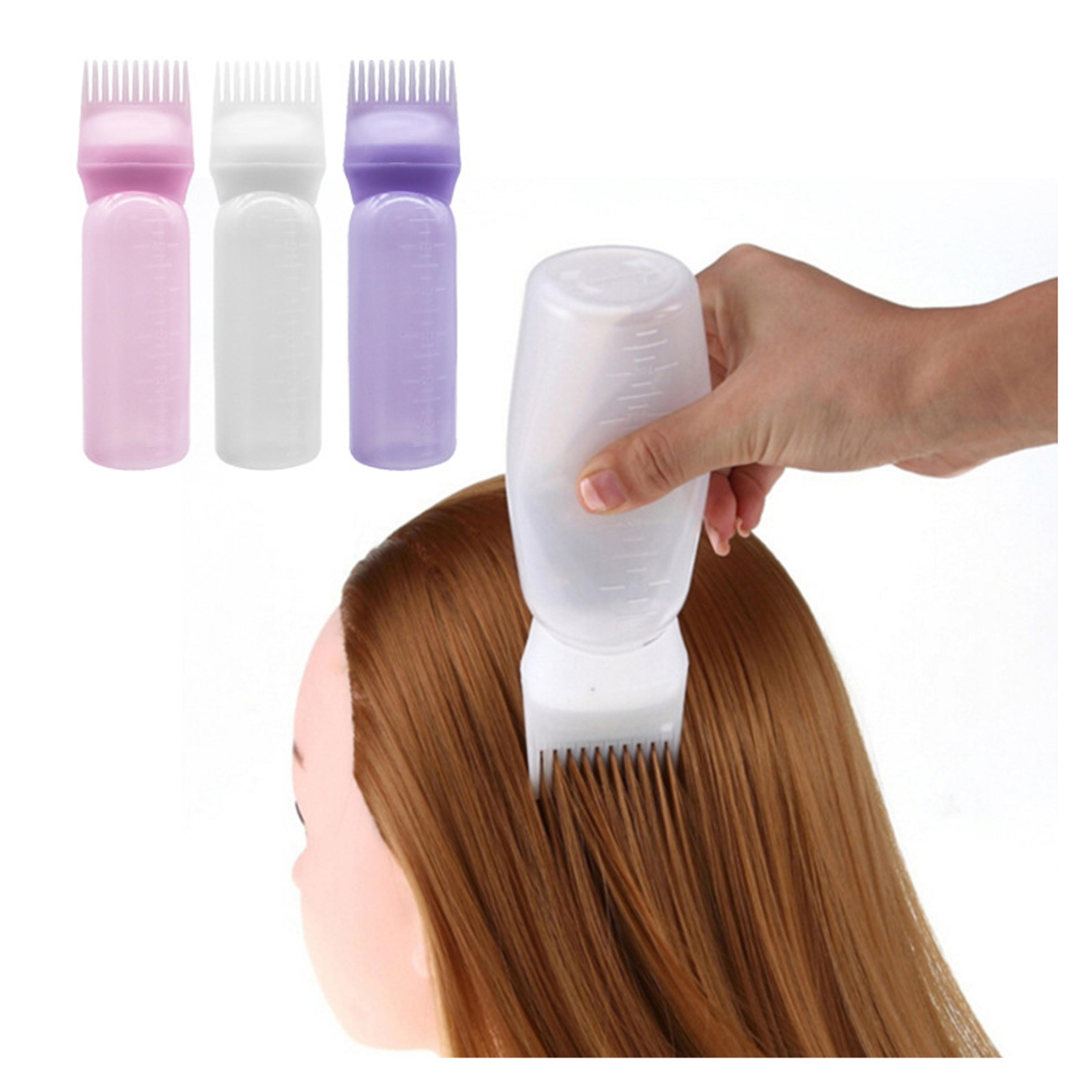 professional salon hair oil applicator bottle with dyeing comb for barbers and hairdressers