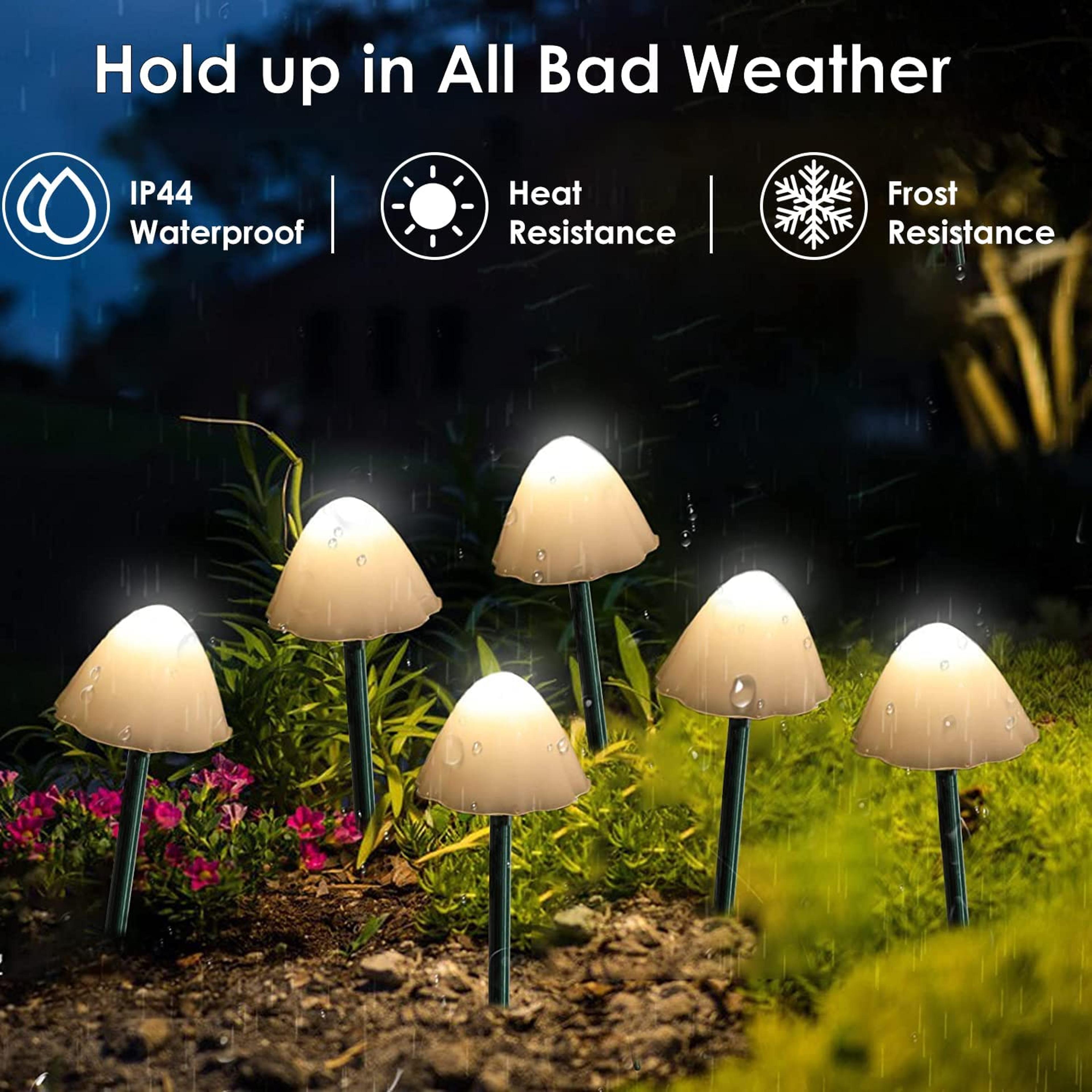 solar mushroom lights for outdoor garden - waterproof street lights for lawn, patio & holiday decoration