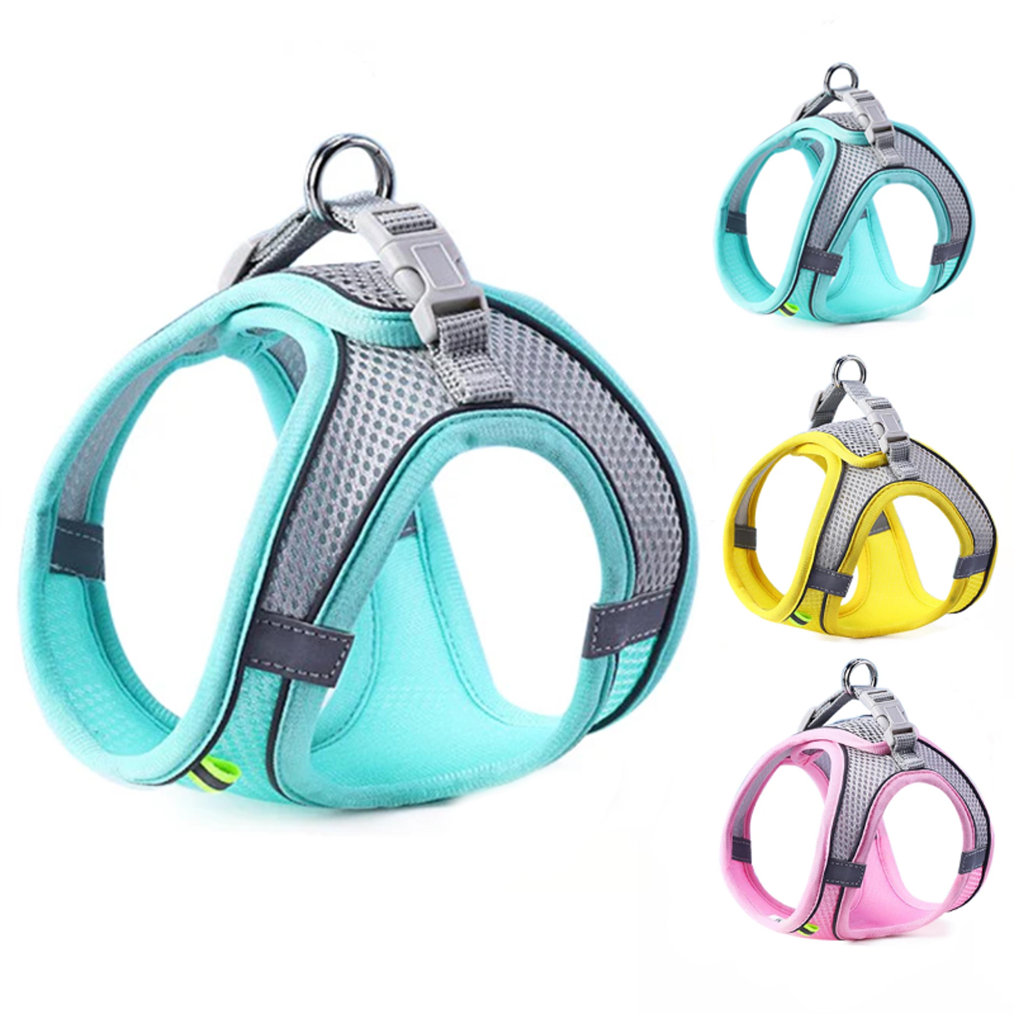 reflective adjustable pet harness for small & medium dogs breathable vest for outdoor walking