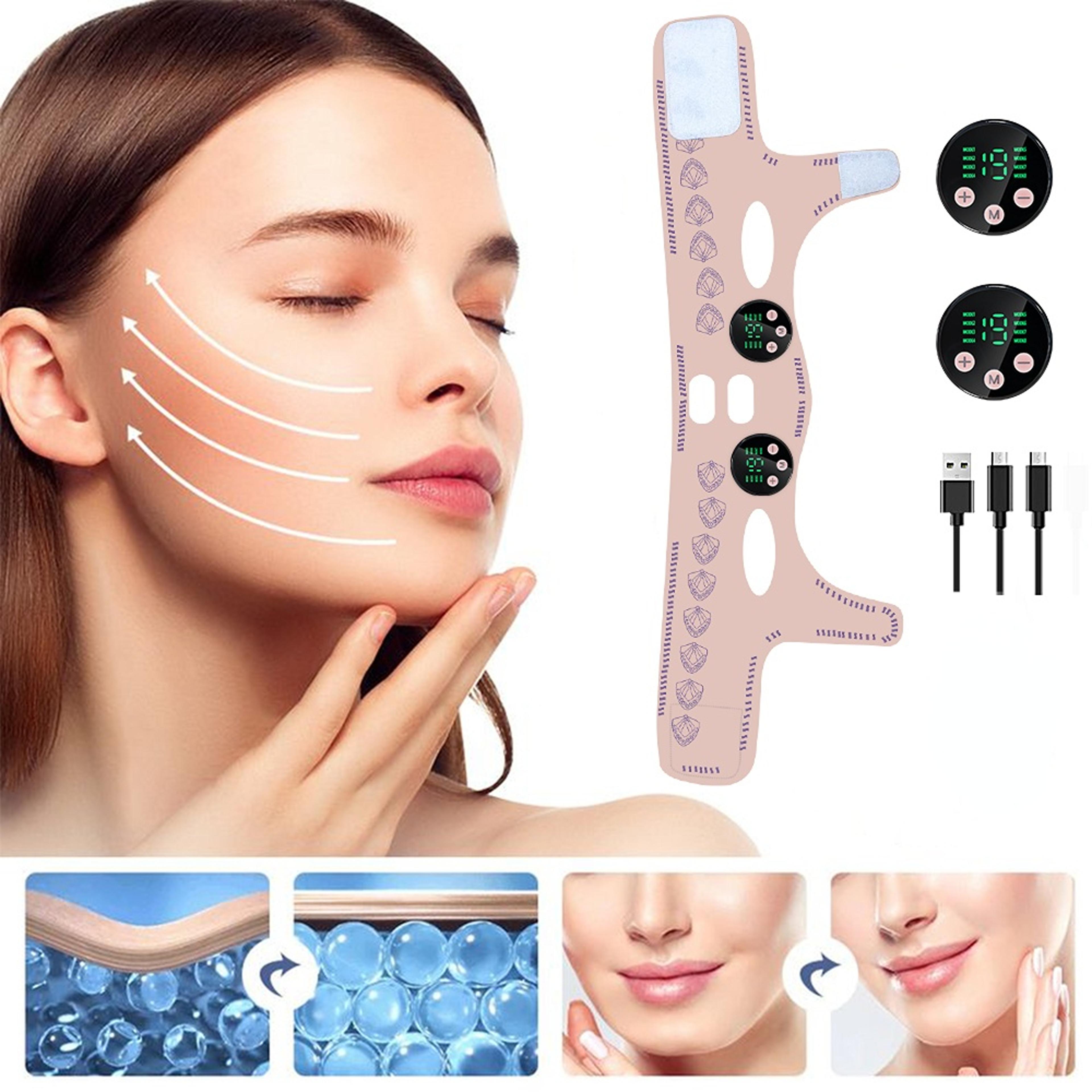 ems facial slimming strap usb charging face lift & double chin reduction mask
