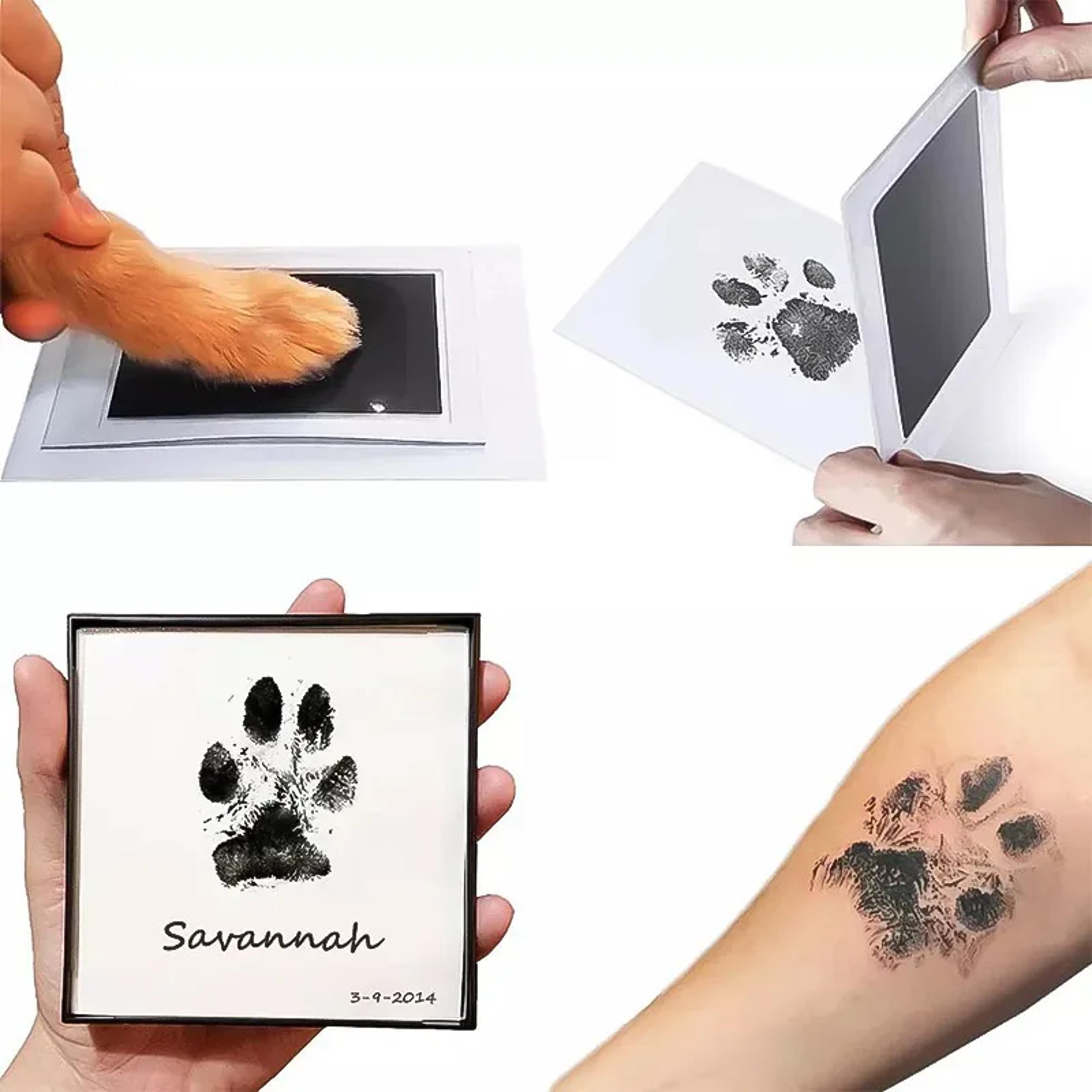inkless pet paw print kit non-toxic, easy diy keepsake for cats & dogs