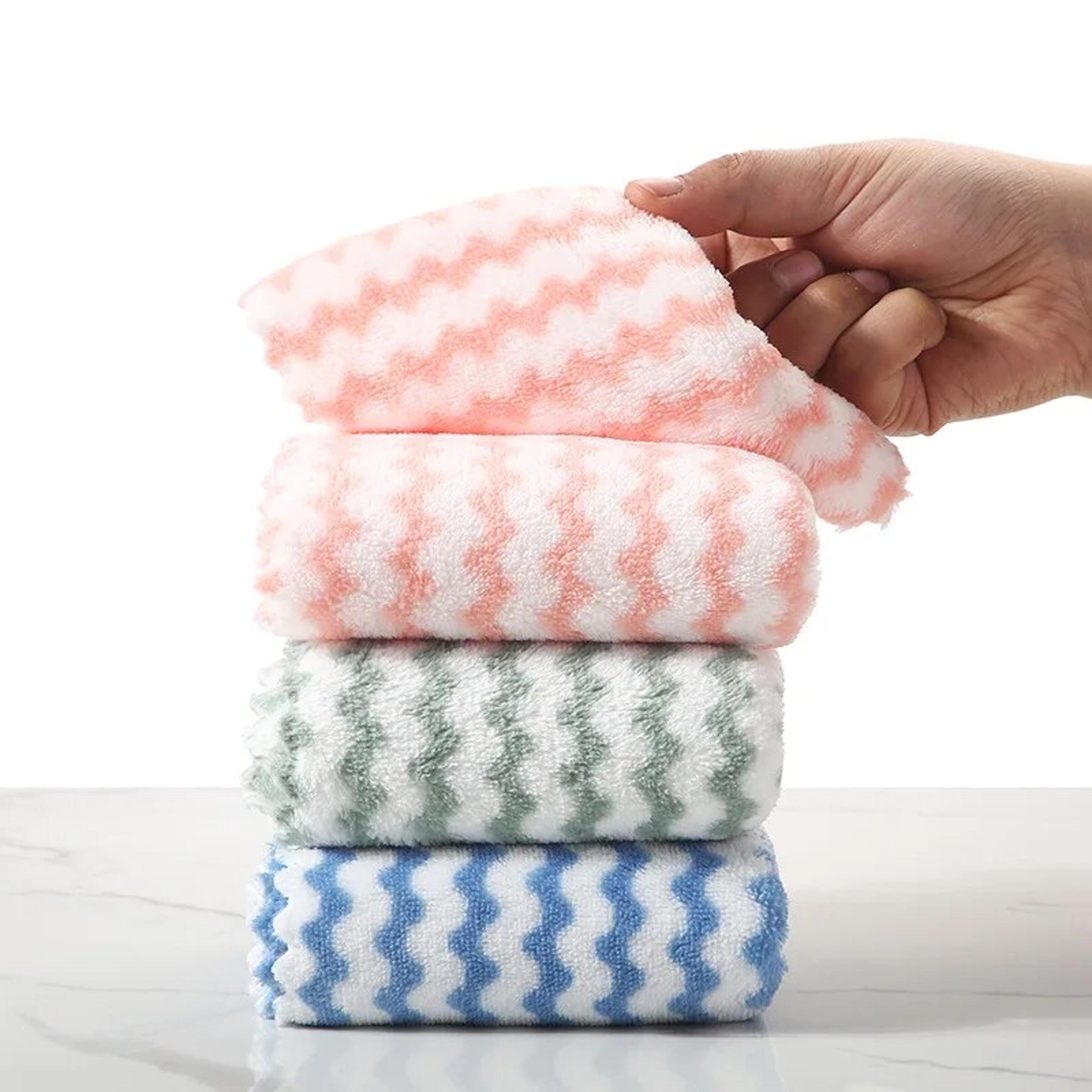 coral velvet microfibre kitchen wipes absorbent, thickened cleaning cloth set