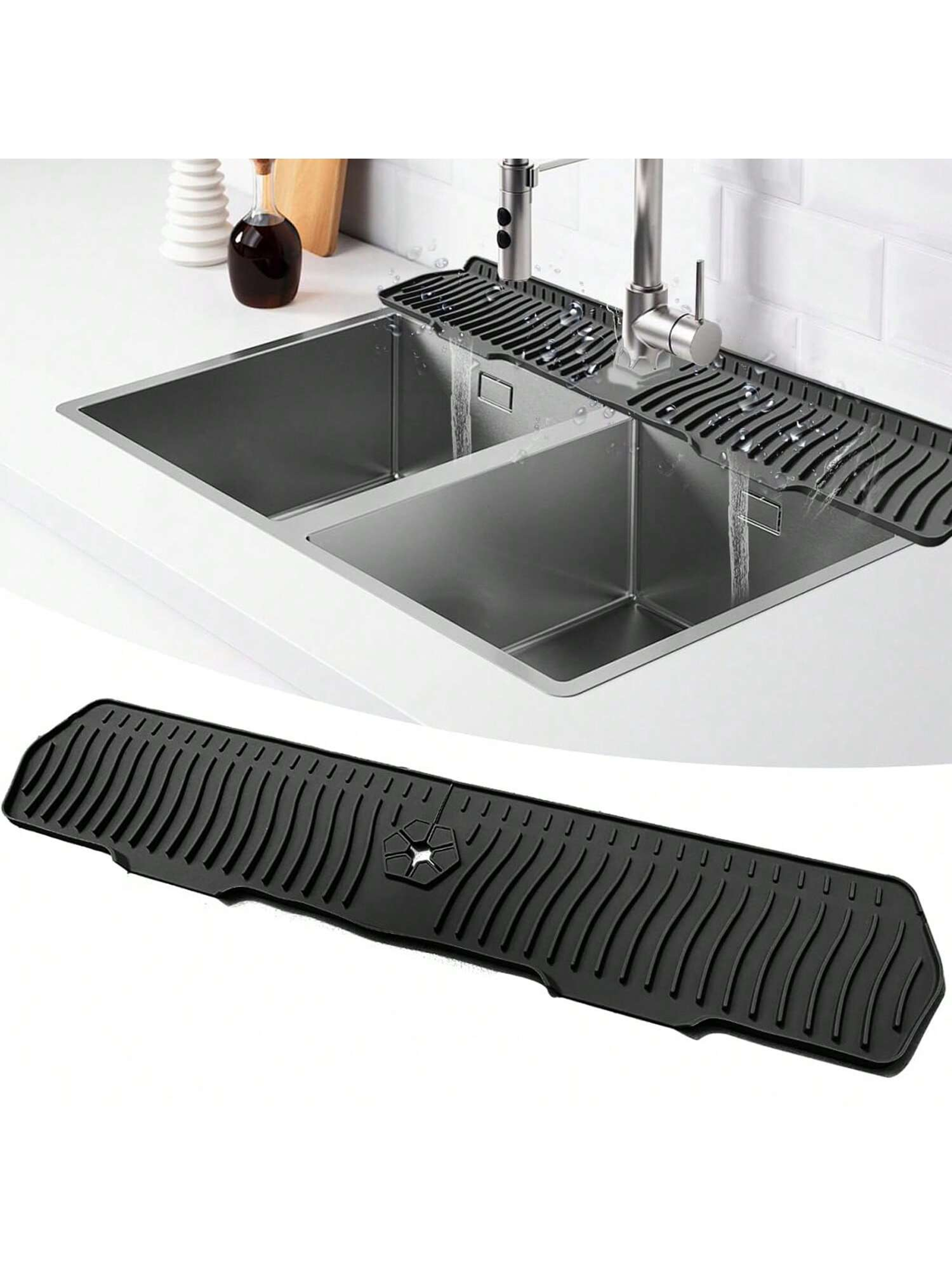 silicone faucet mat sink splash guard large countertop protector for bathroom & kitchen sink