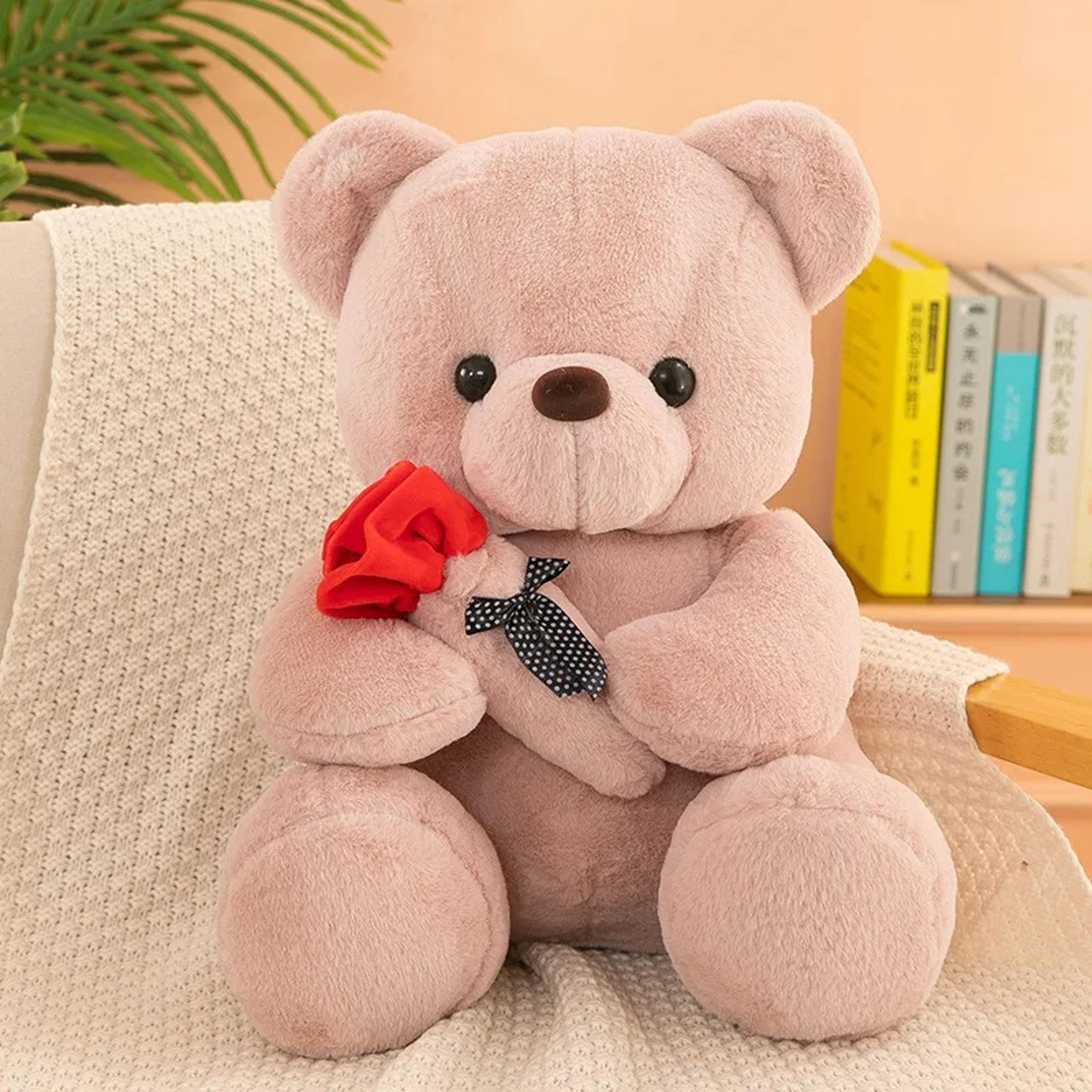 romantic teddy bear with roses, plush gift for her on valentine's day