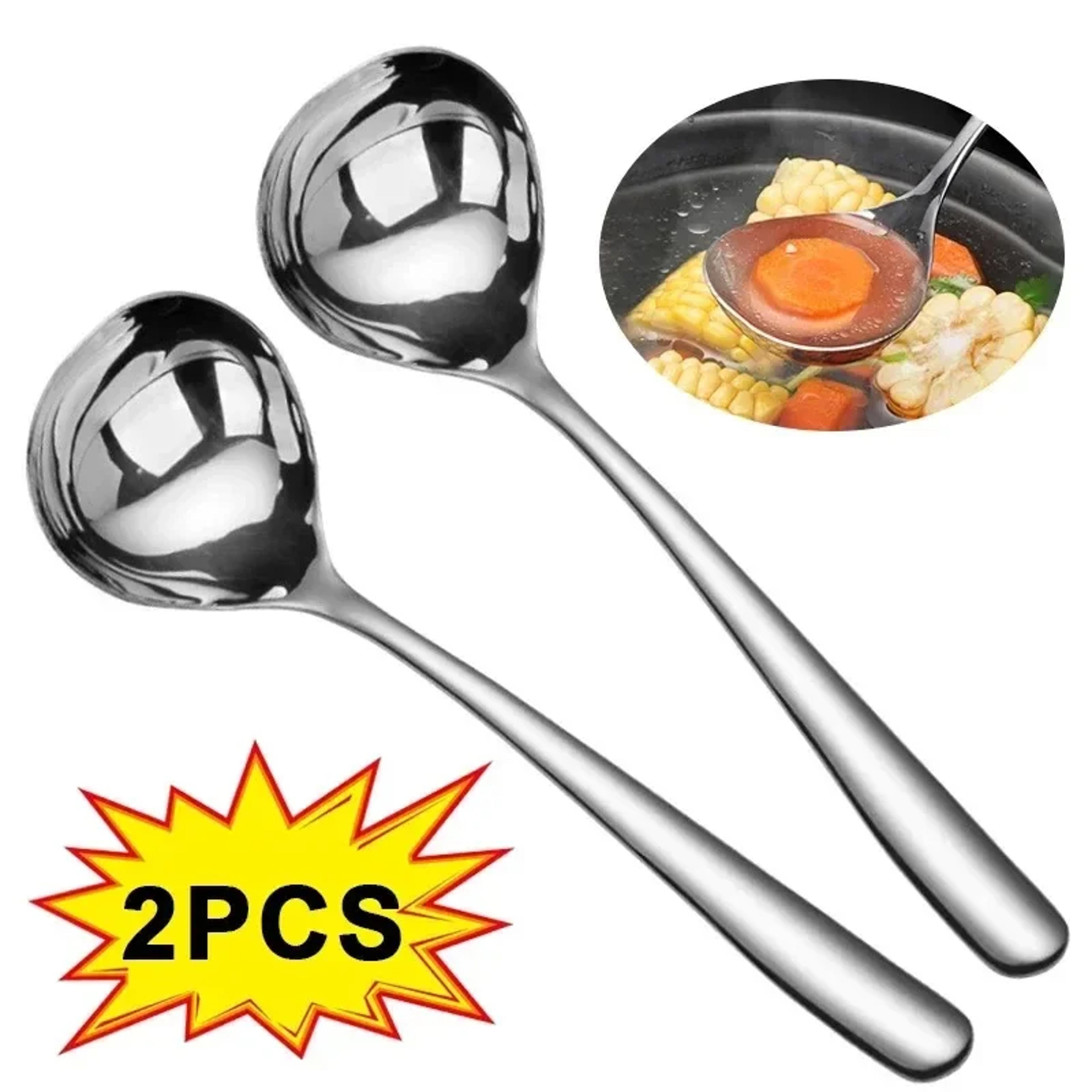 stainless steel long handle soup spoon premium hot pot scooper & colander for kitchen & dining