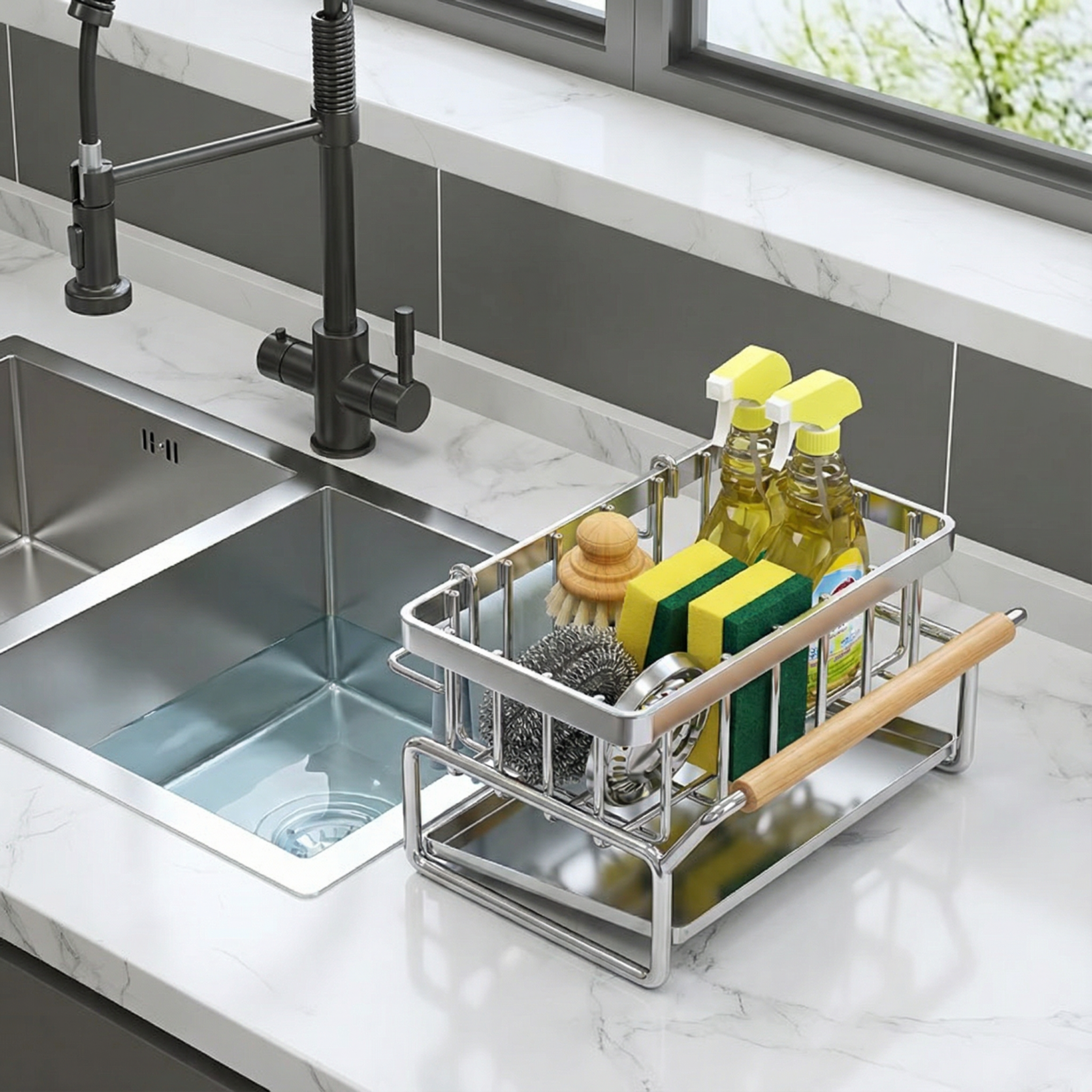 drill-free multi-layer kitchen storage rack adjustable wall-mounted spice rack for space-saving storage