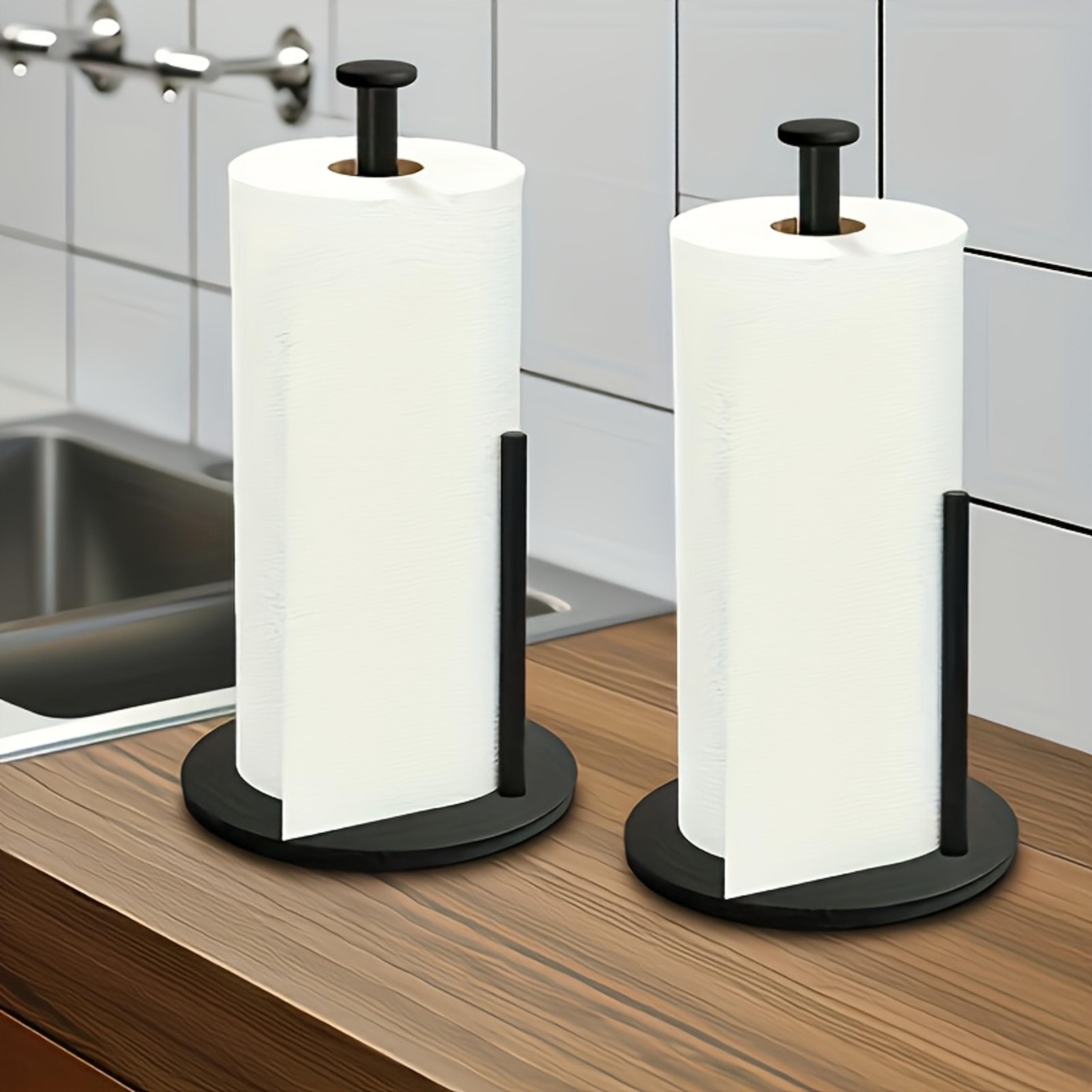 stainless steel paper towel holder with weighted base space saving kitchen organizer