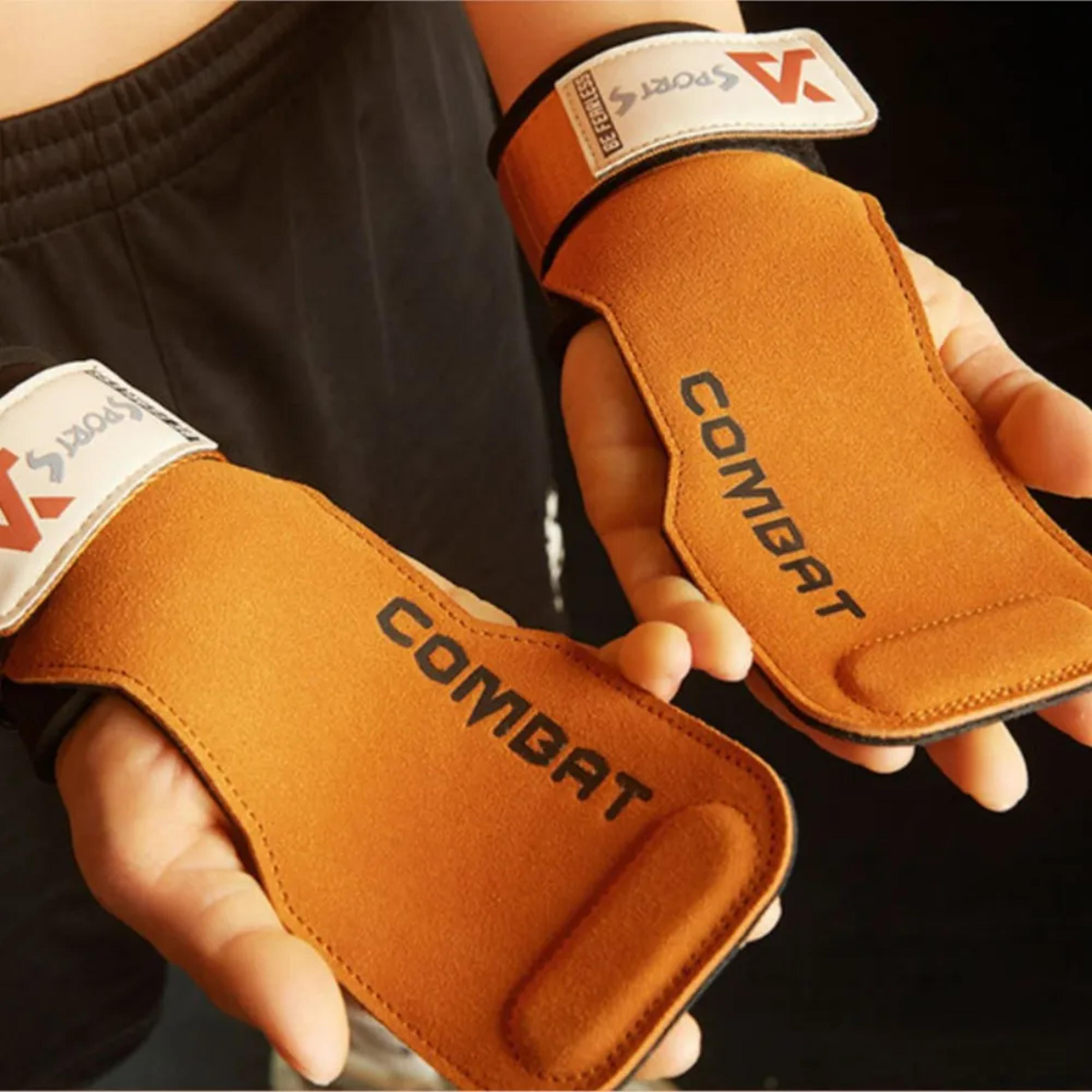 cowhide gym gloves for weightlifting, anti-skid grip, professional palm protection for deadlifts and workouts