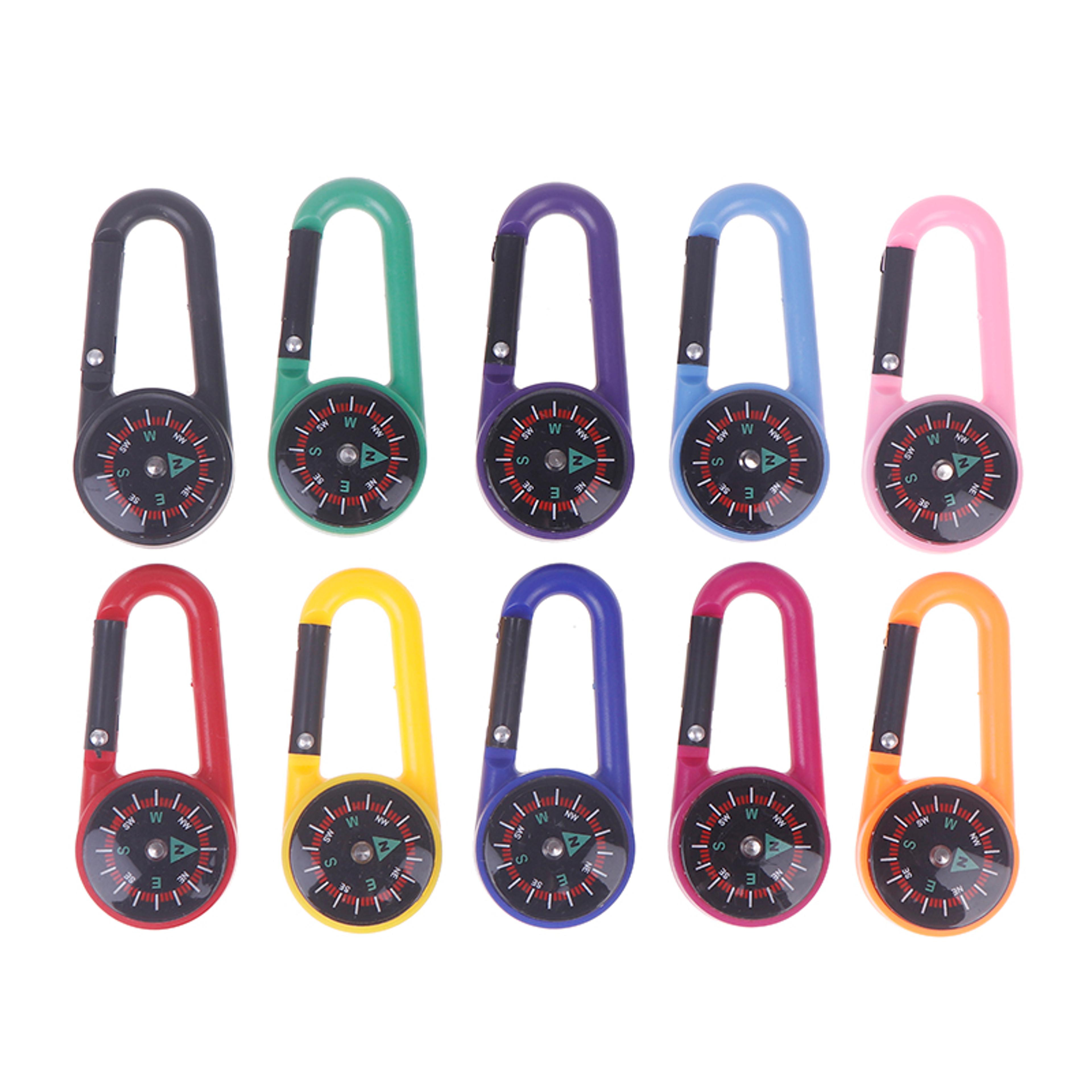 outdoor mini compass carabiner keychain quick release buckle for hiking, camping, and mountaineering