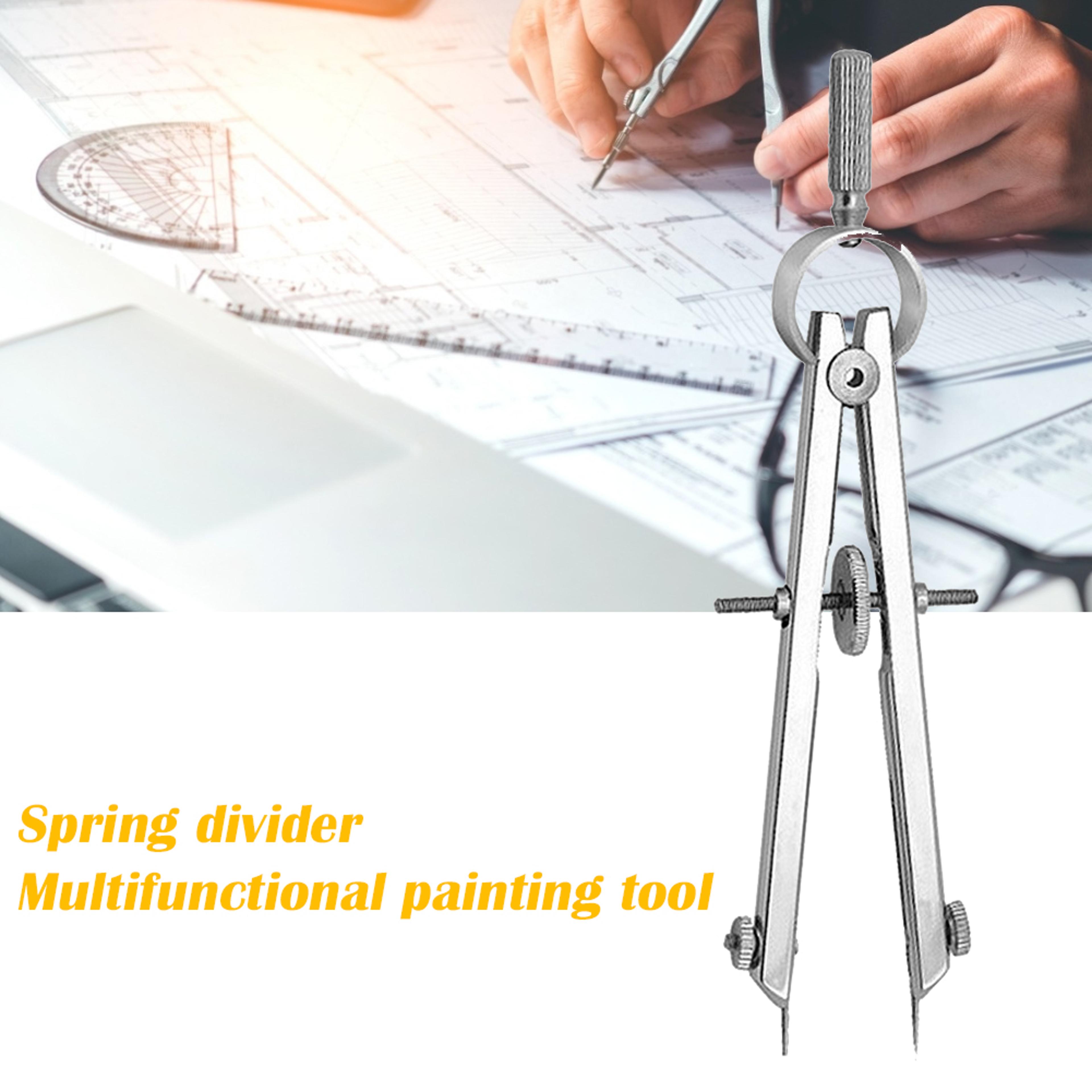 compass with lock precision geometry drawing tool for engineering, metal spring divider, bow divider, and math compass