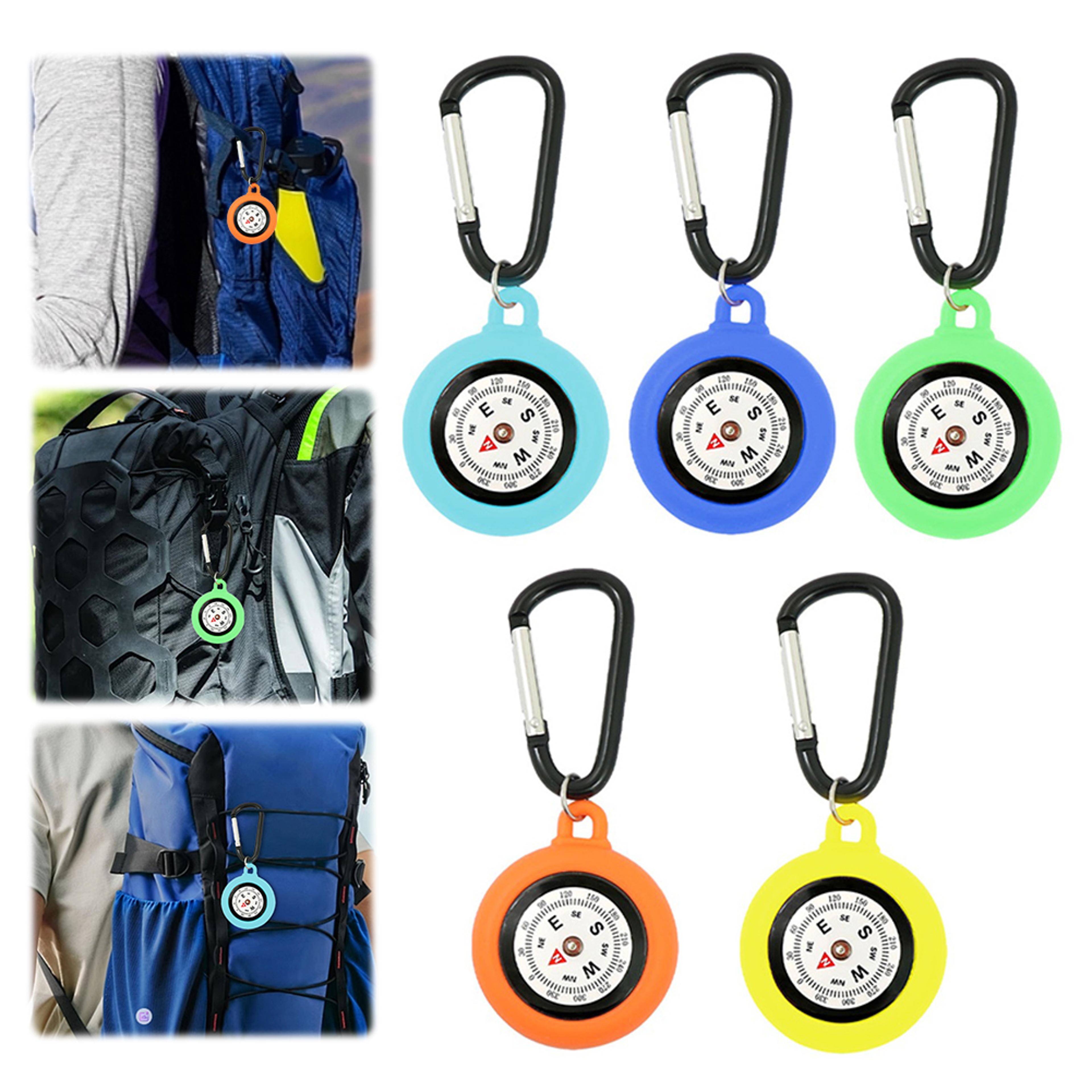 portable outdoor compass with carabiner hook silicone camping pocket compass for adventure lovers