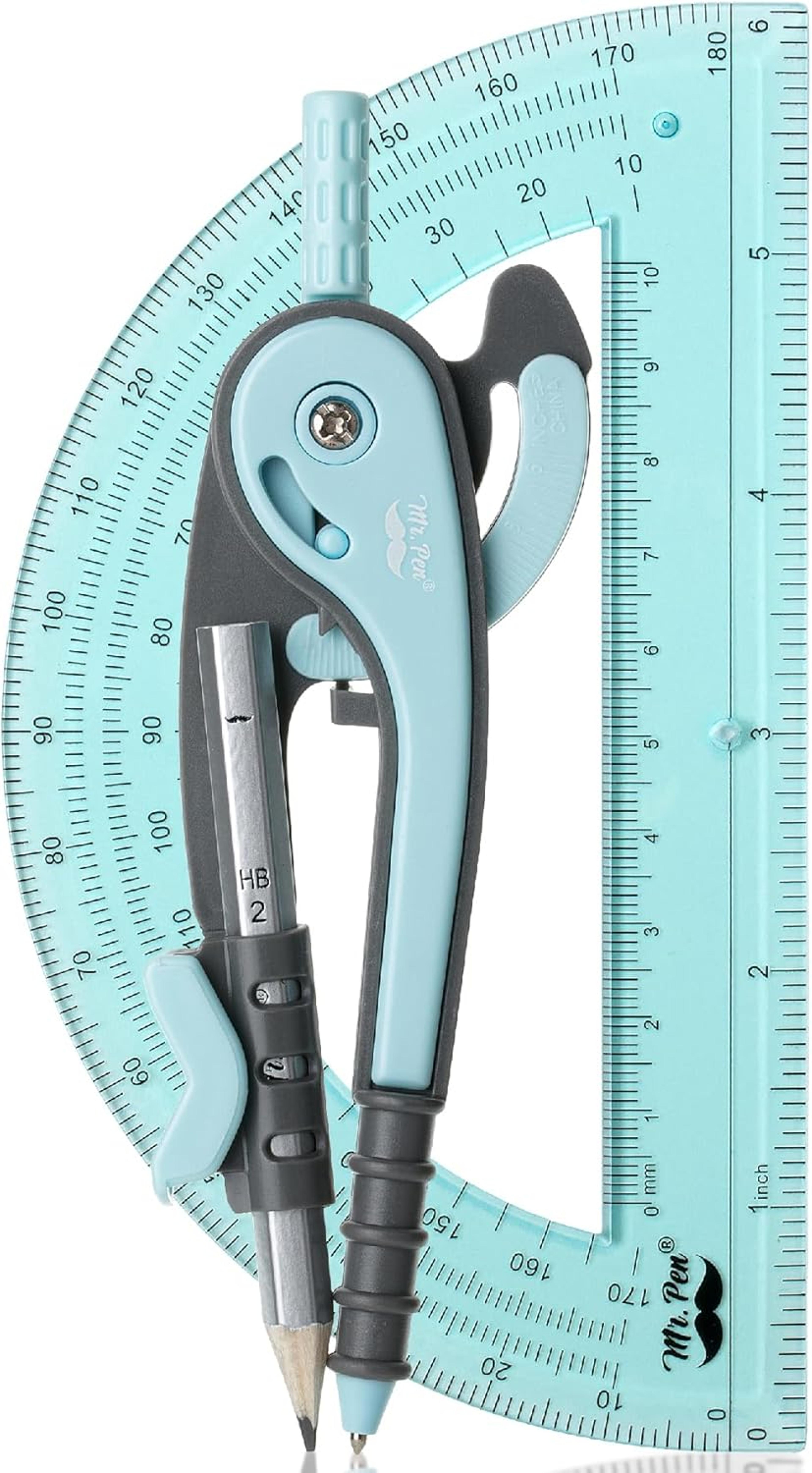 precision drawing compass and protractor set for art, math & geometry projects