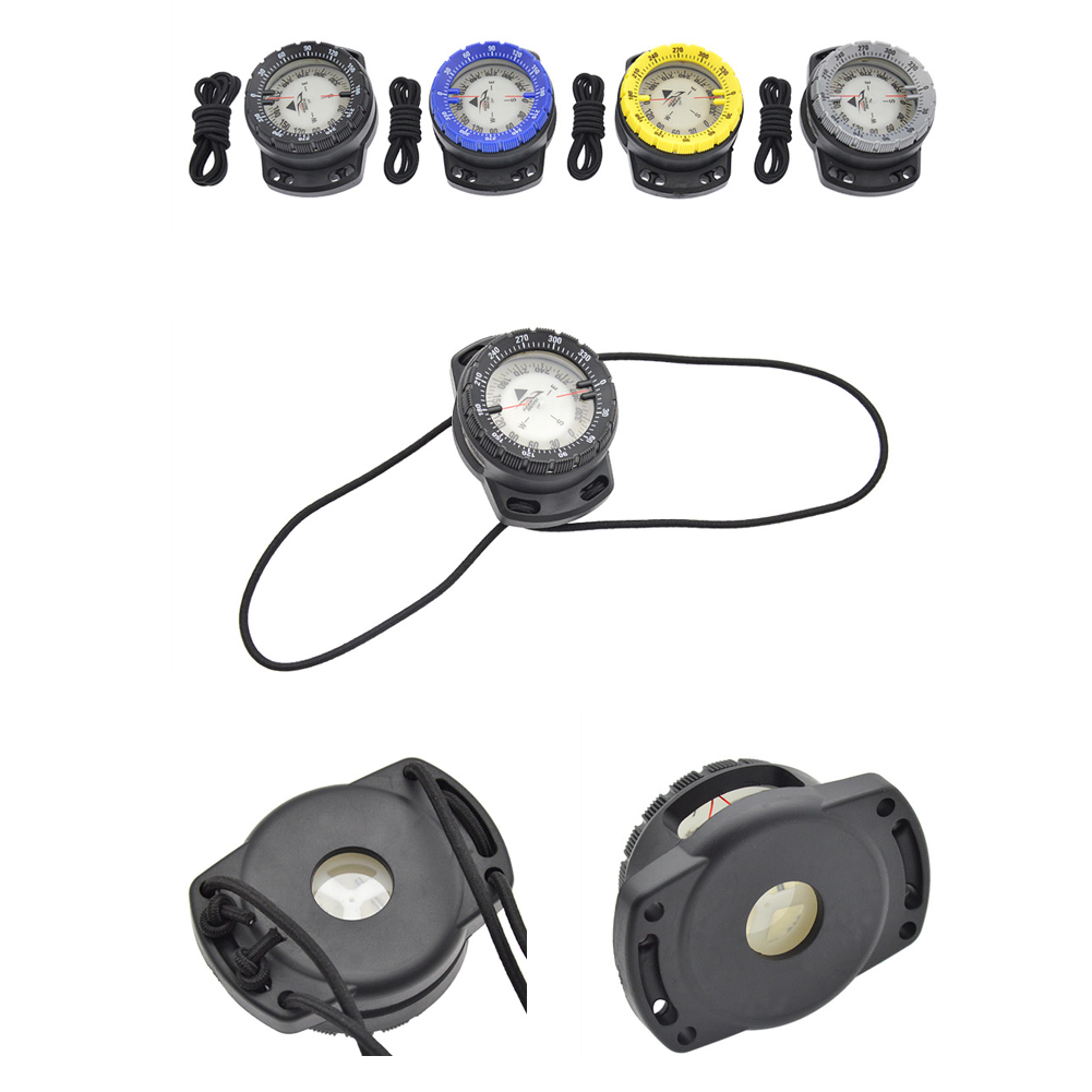 waterproof outdoor camping compass watch with luminous dial and adjustable band