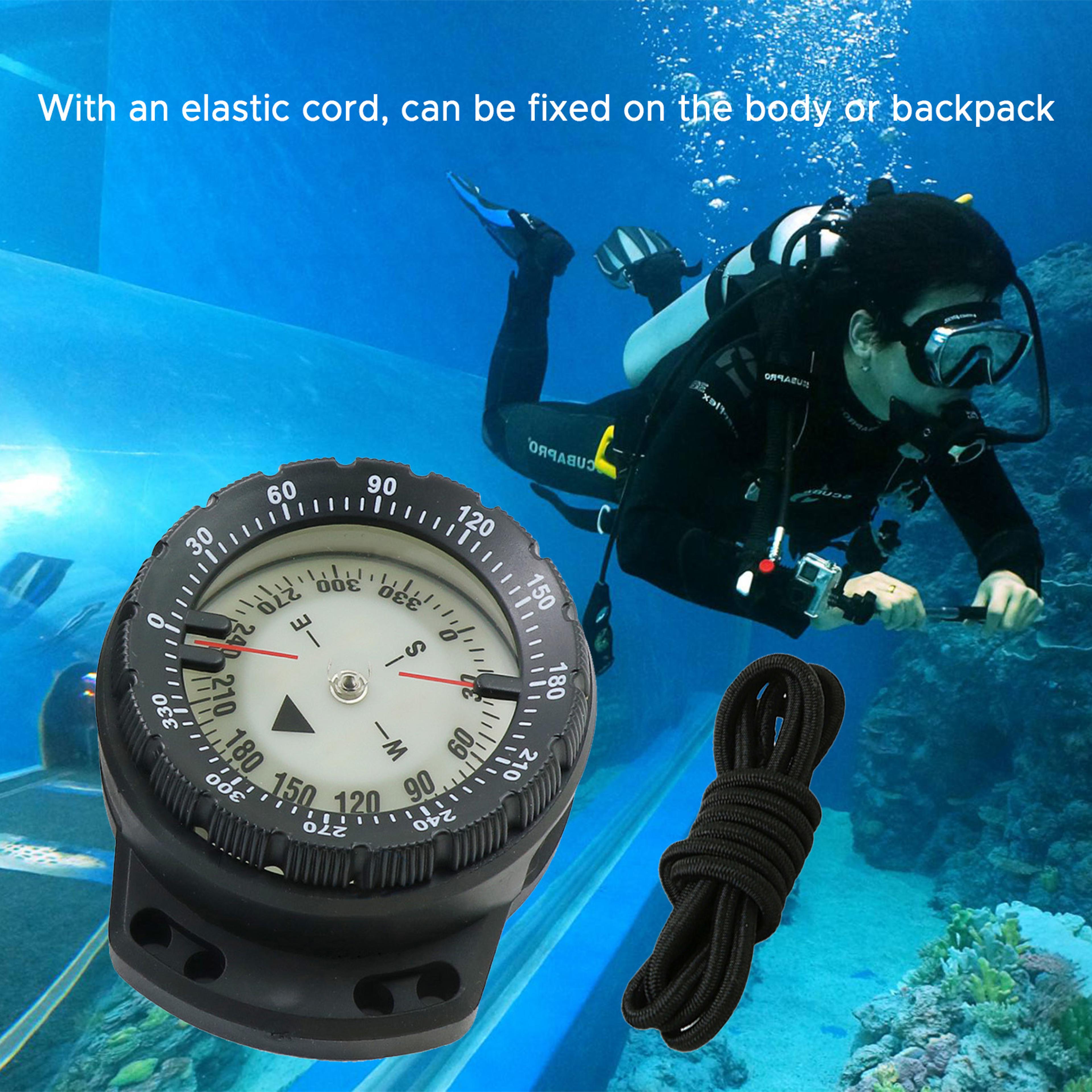 luminous waterproof dive wrist compass ultimate navigation tool for diving & camping with elastic rope