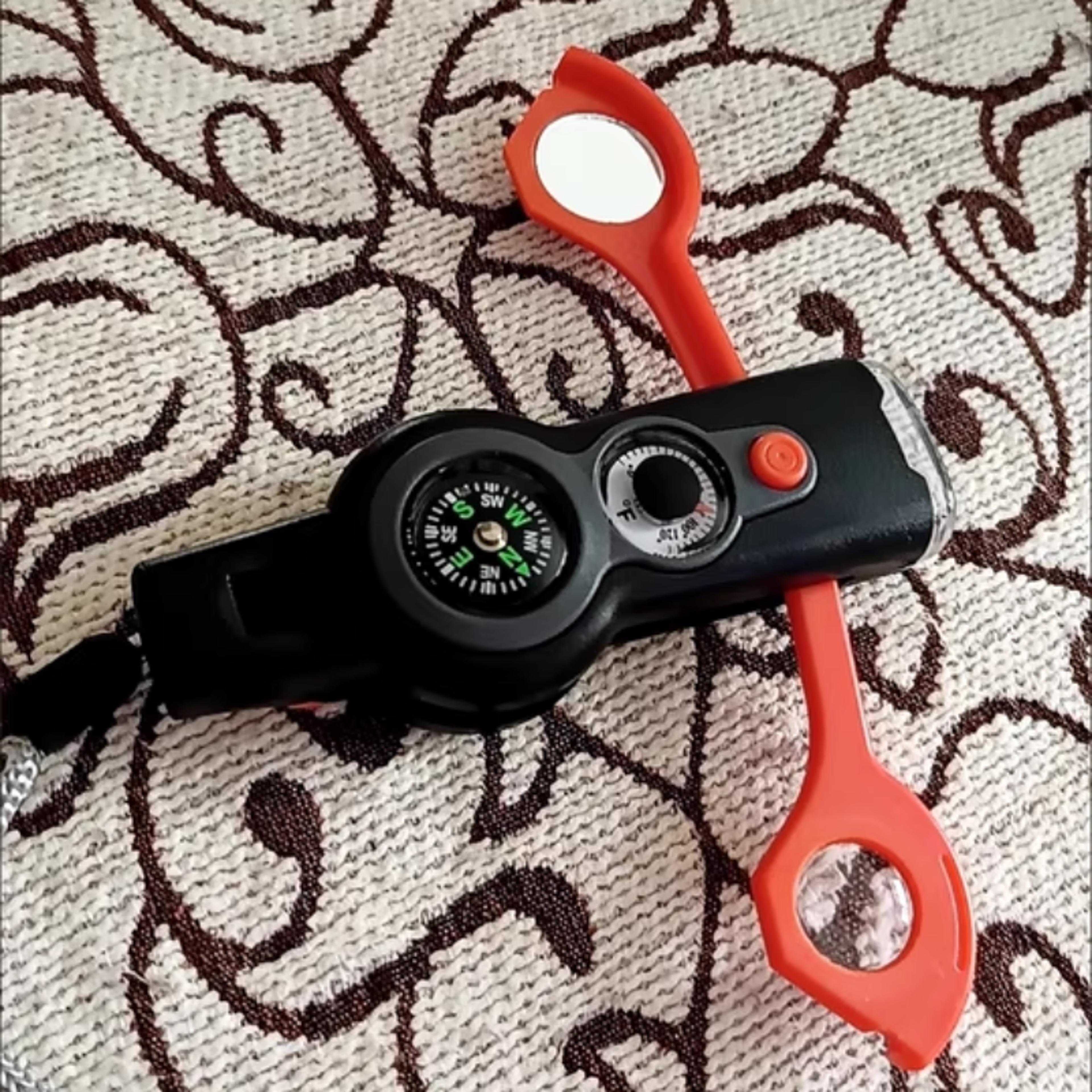survival whistle with compass, flashlight & lanyard – essential outdoor emergency gear