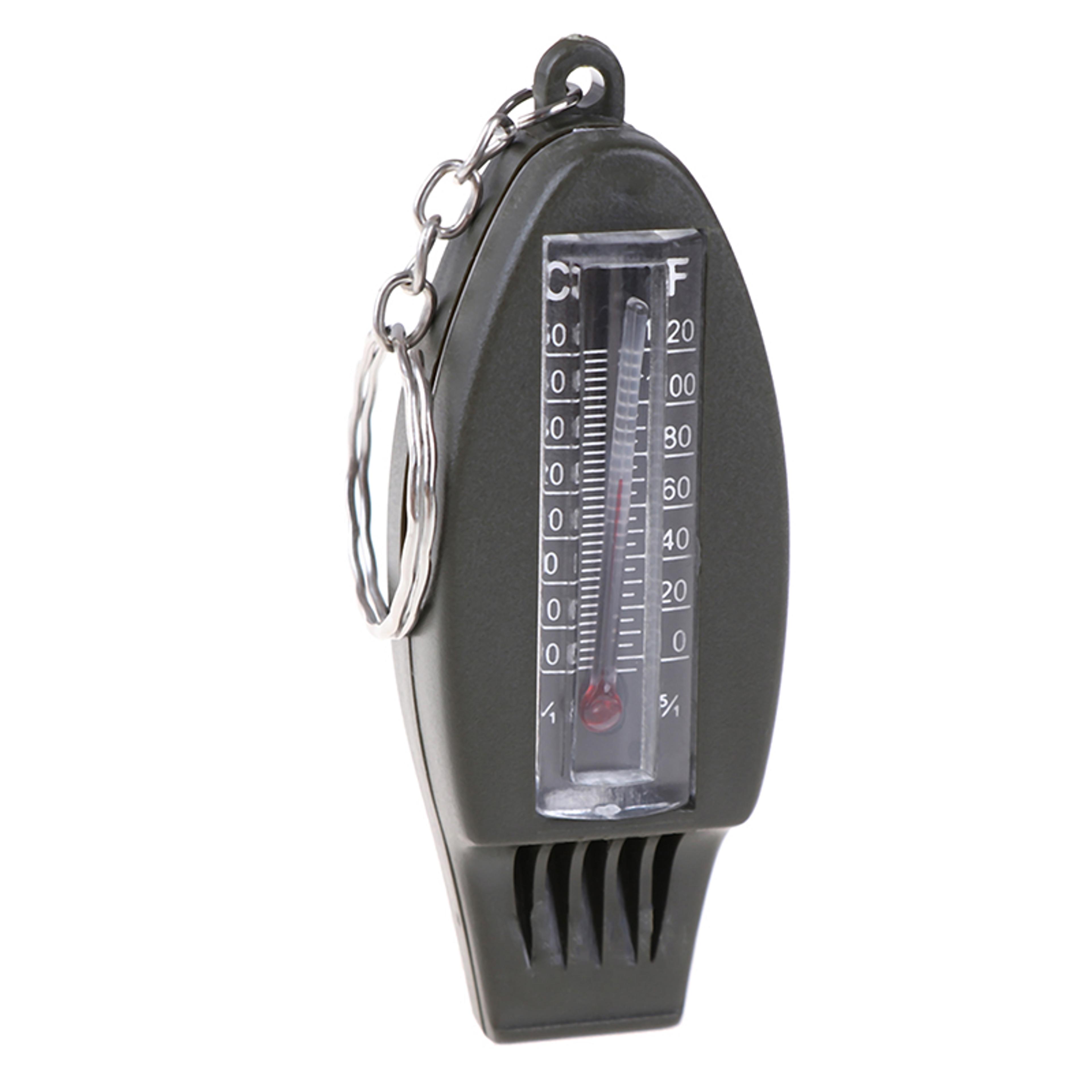 mini survival tool keychain – whistle, compass, magnifier, thermometer portable edc for camping & hiking