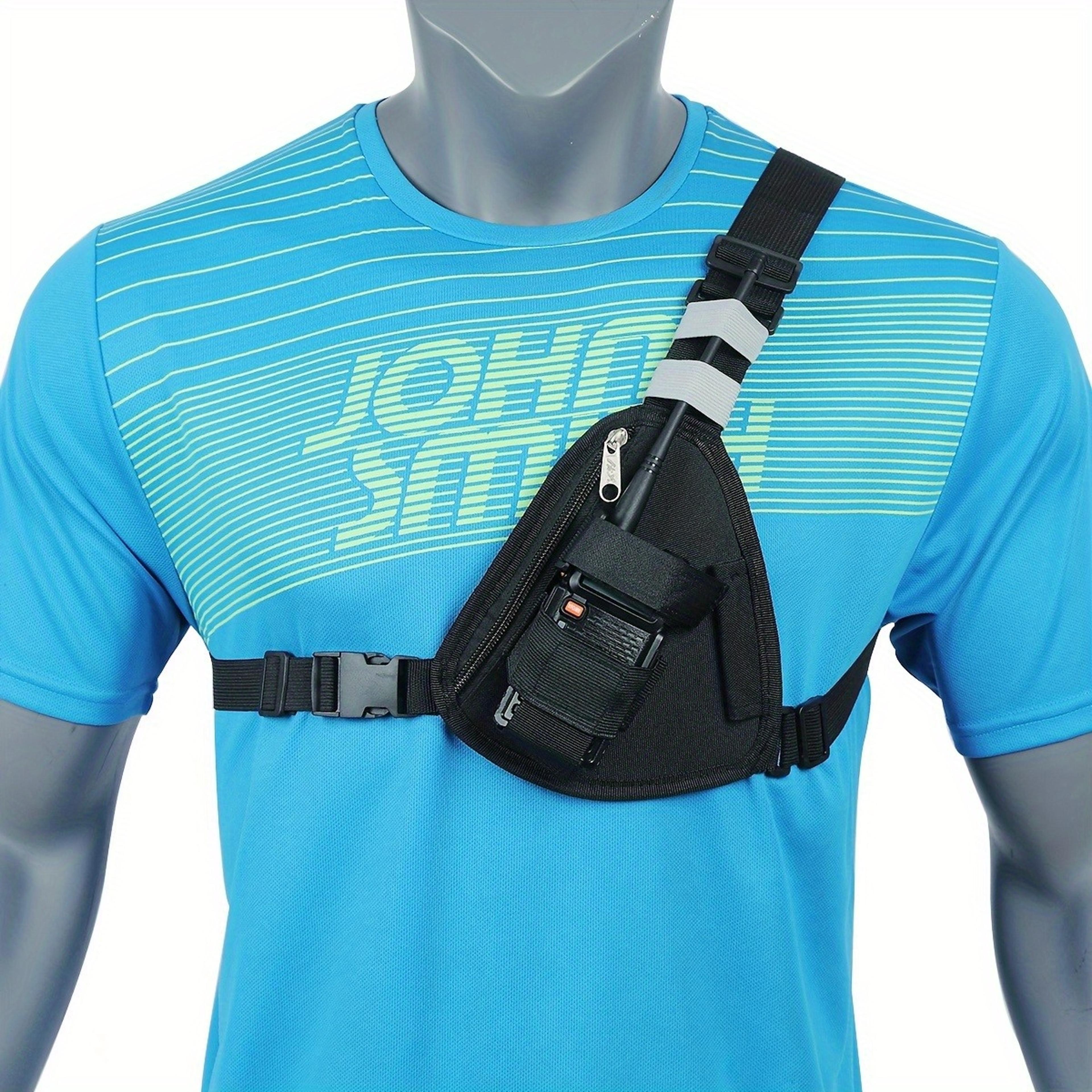tactical walkie talkie chest bag adjustable radio harness storage pack