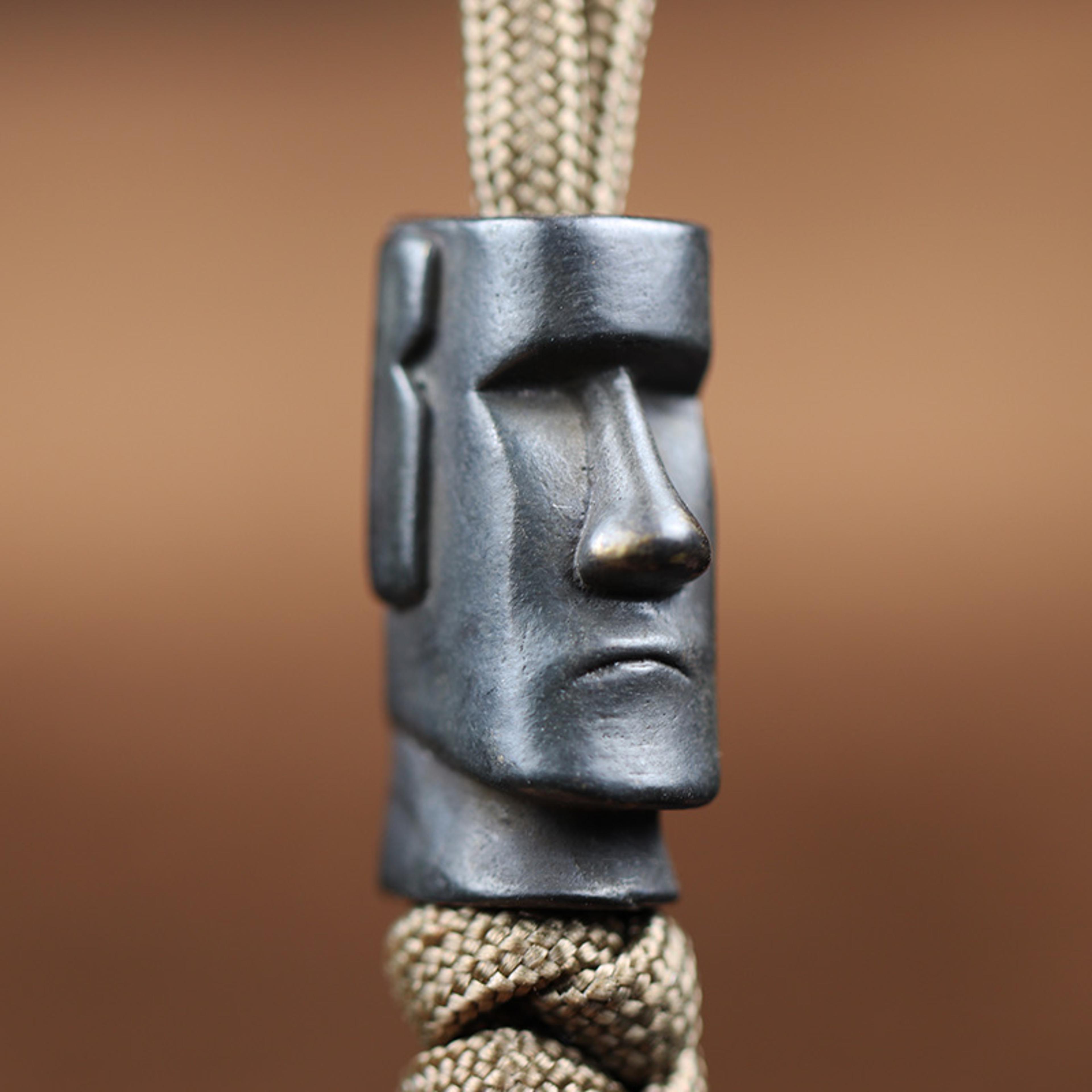 easter island moai edc lanyard bead brass paracord knife pendant survival accessory